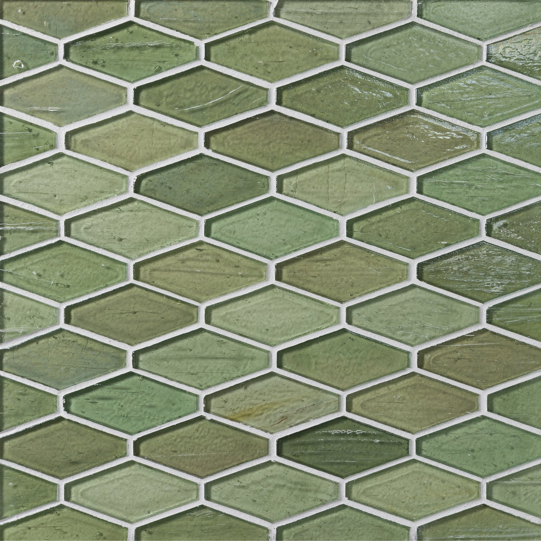 ELEMENTS: Fern Leaf Mod Hex Elongated Hexagon Field Mosaic (9.45"x11.73" | pearl)