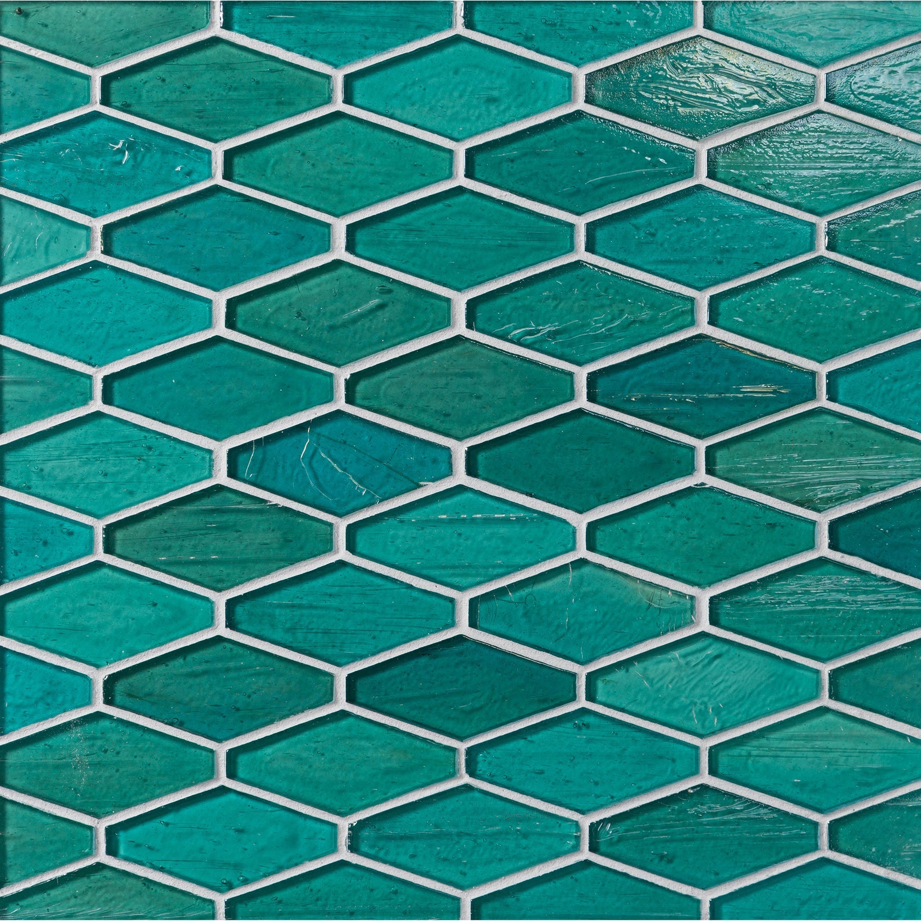ELEMENTS: Kentucky Blue Mod Hex Elongated Hexagon Field Mosaic (9.45"x11.73" | pearl)
