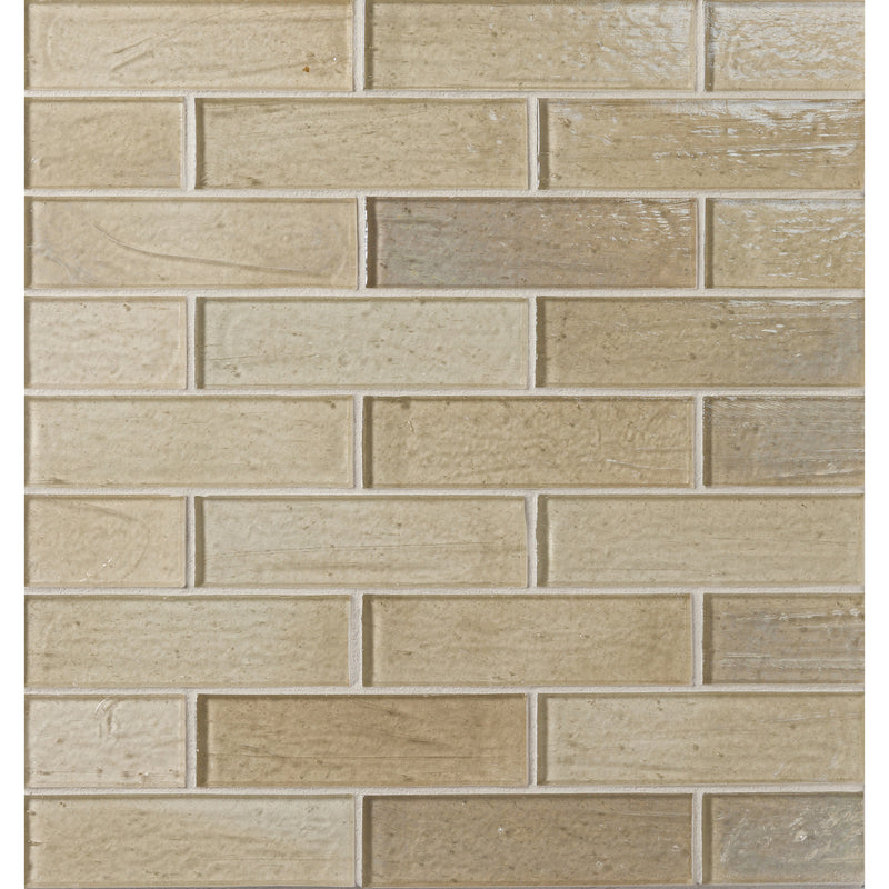 ELEMENTS: Miami Sand 1.25"x5" Staggered Joint Field Mosaic (9.80"x12.83" | pearl)