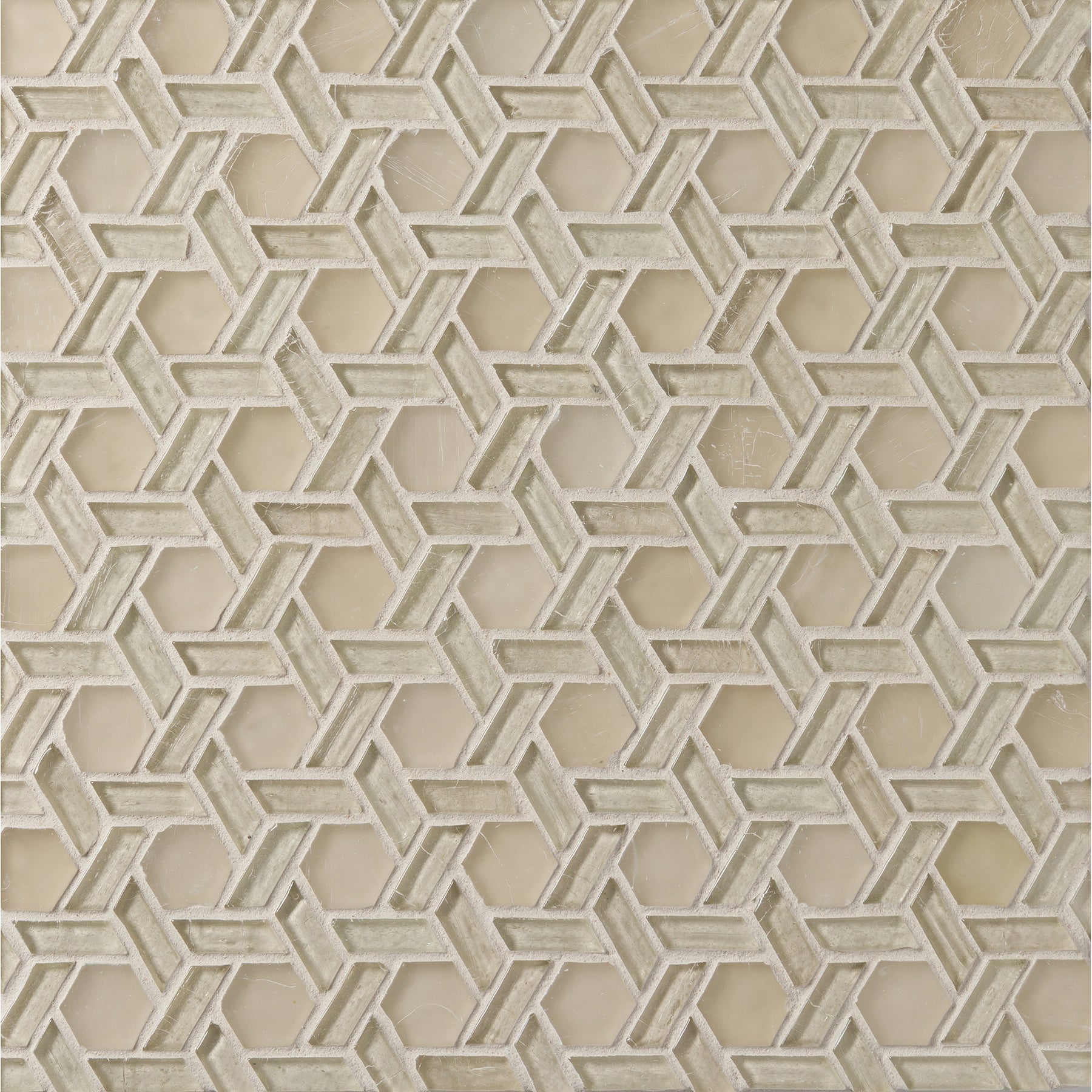 ELEMENTS: Miami Sand Cane Hexagonal Field Mosaic (12.32"x12.24" | mixed)