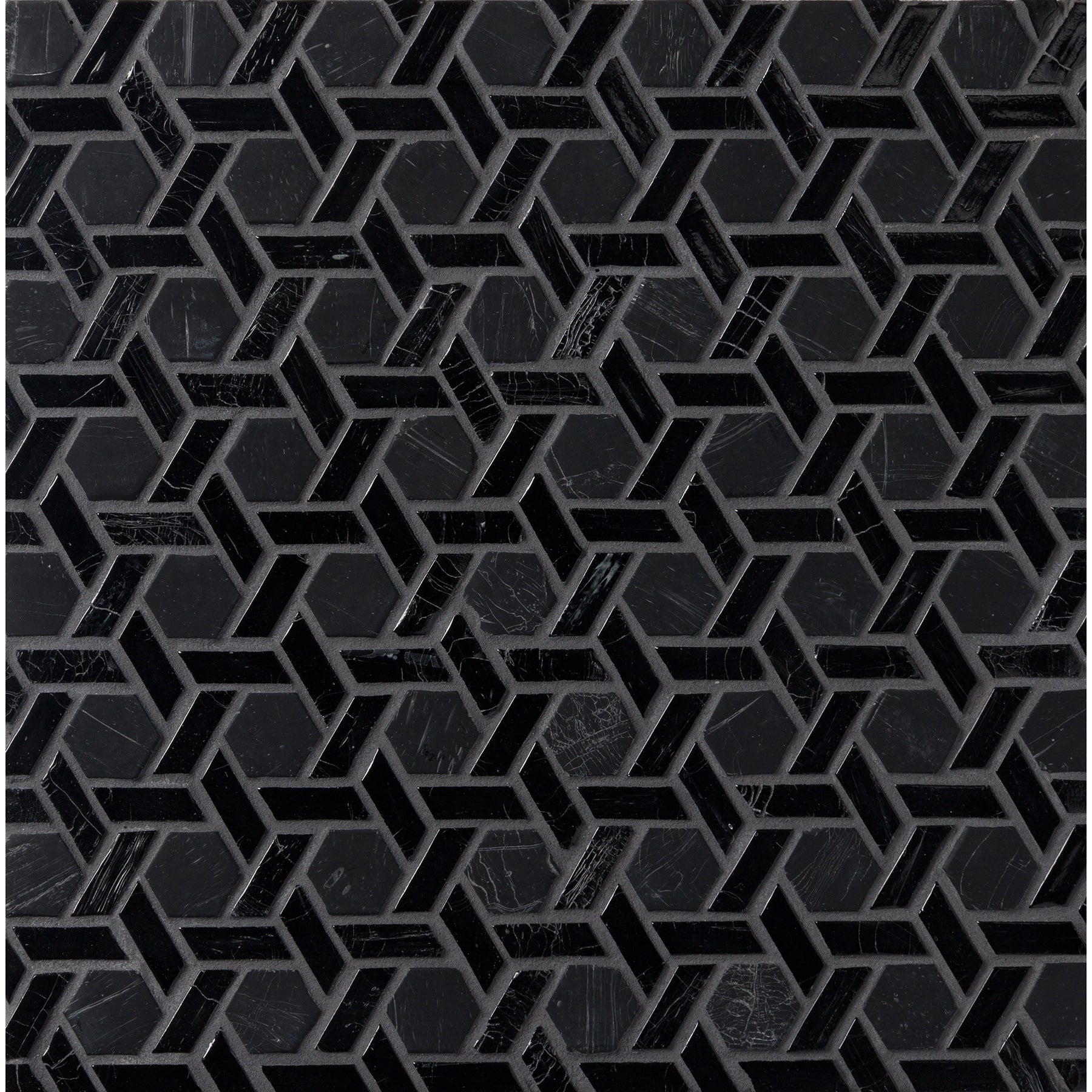 ELEMENTS: Night Sky Cane Hexagonal Field Mosaic (12.32"x12.24" | mixed)