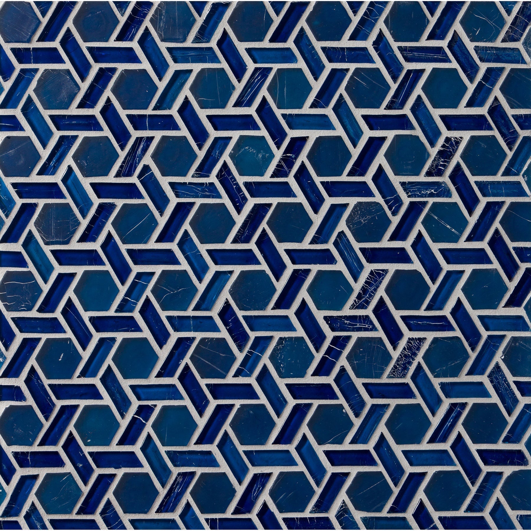 ELEMENTS: Ocean Cane Hexagonal Field Mosaic (12.32"x12.24" | mixed)