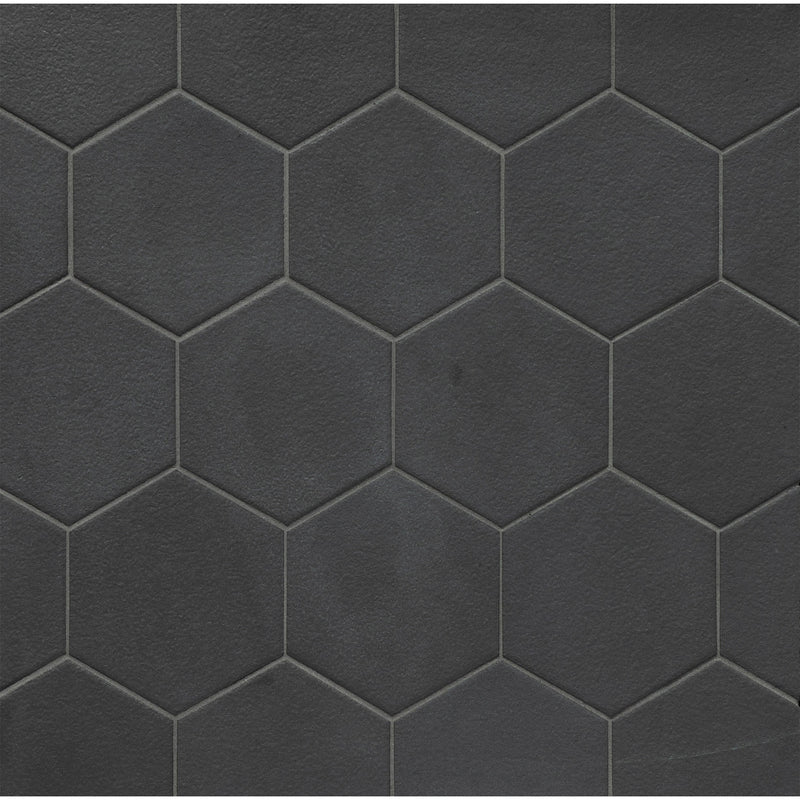 GRAPHITE: Black Iron Hexagon Field Tile (4" | glossy)