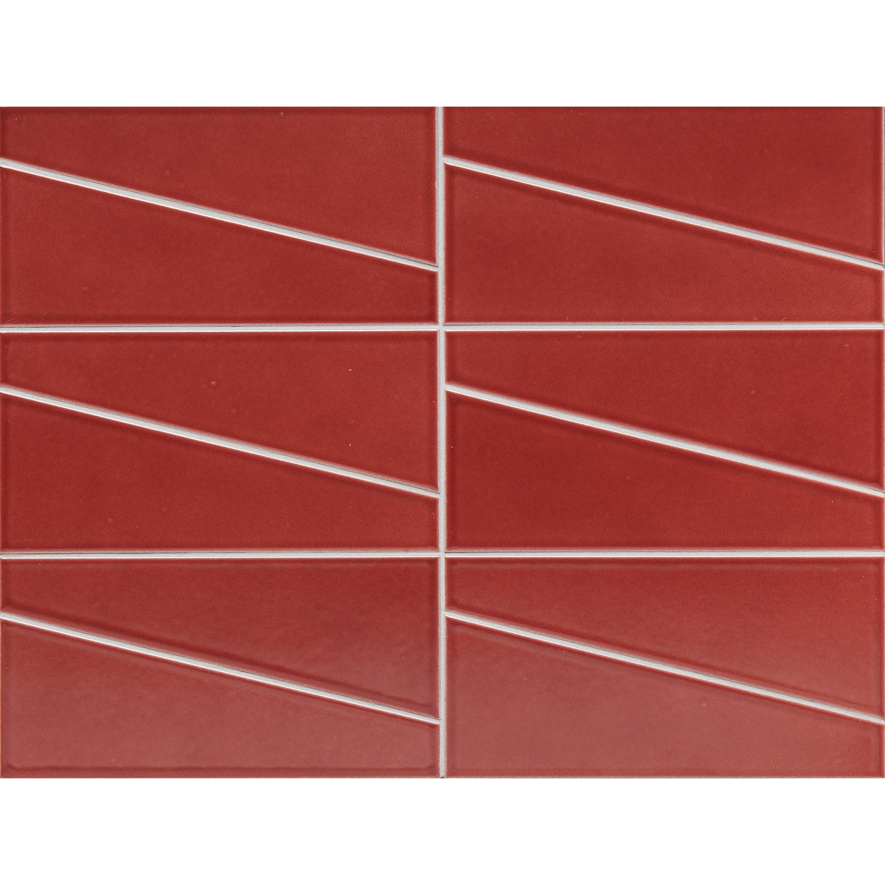 GRAPHITE: Carmine Red Duet Trapezoid Field Tile (1 1/4 – 3 1/2"x9 1/2" | glossy)