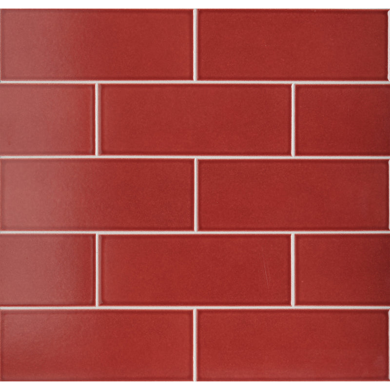 GRAPHITE: Carmine Red Rectangle Field Tile (3 1/2"x9 1/2" | glossy)