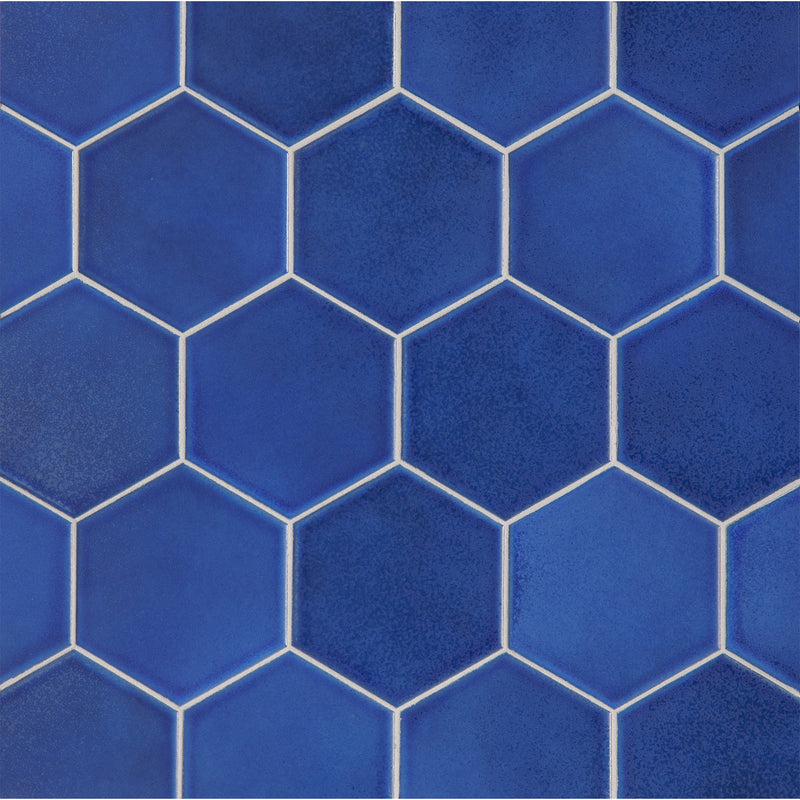 GRAPHITE: Klein Blue Hexagon Field Tile (4" | glossy)