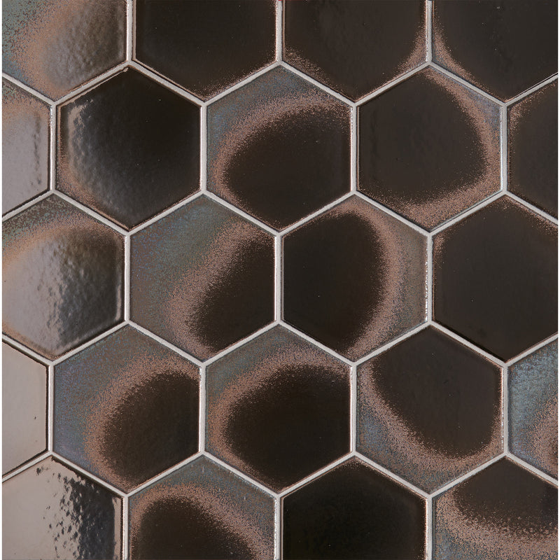 GRAPHITE: Molten Bronze Hexagon Field Tile (4" | glossy)