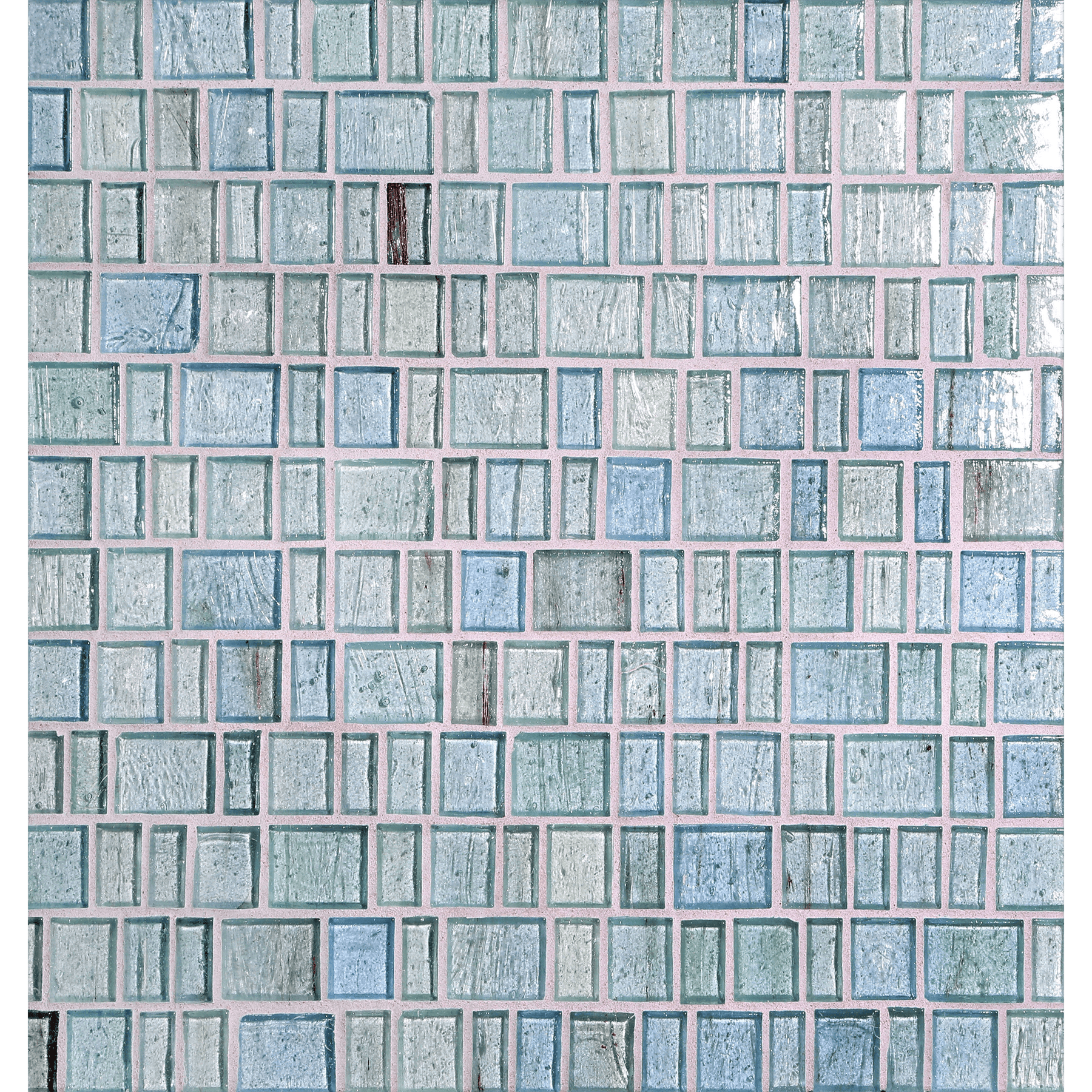 HAISEN: Aqua Barcode Offset Field Mosaic (12.54"x12.14" | natural)