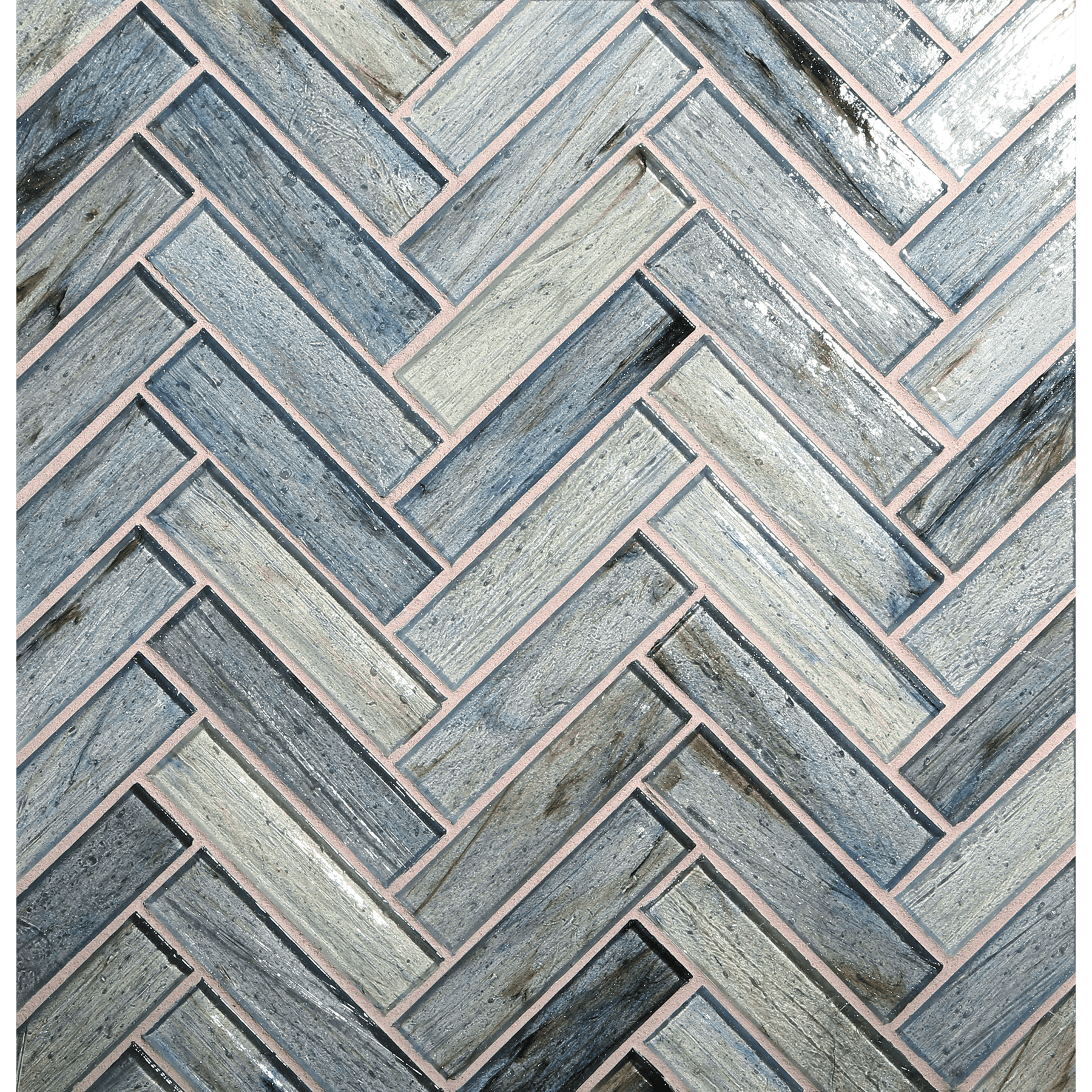 HAISEN: Azuline 1"x4" Herringbone Field Mosaic (8.83"x11.24" | natural)