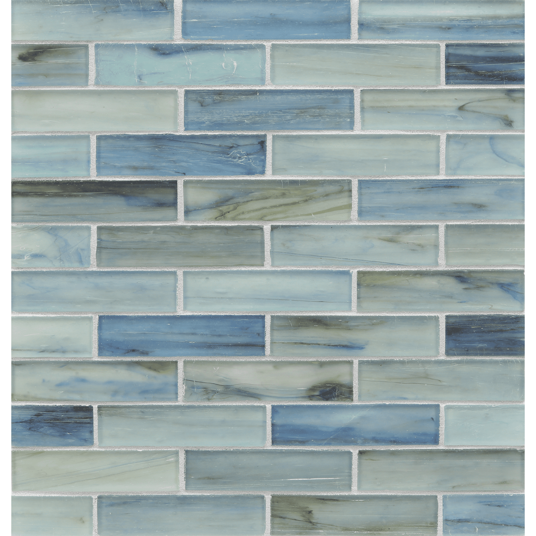 HAISEN: Azuline 1"x4" Staggered Joint Field Mosaic (9.92"x12.41" | silk)