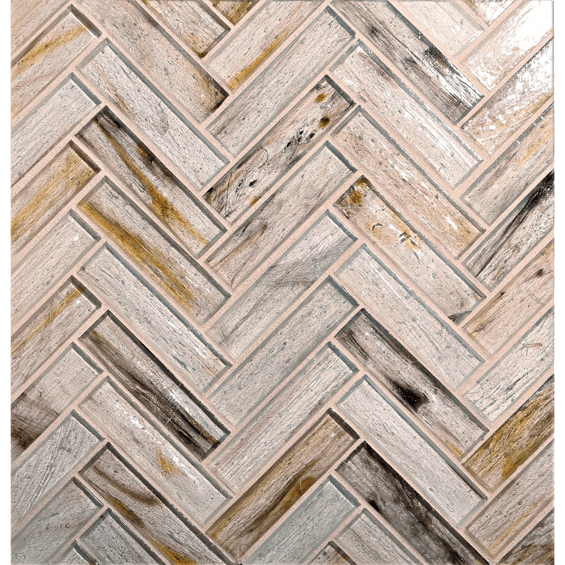 HAISEN: Light Walnut 1"x4" Herringbone Field Mosaic (8.83"x11.24" | natural)