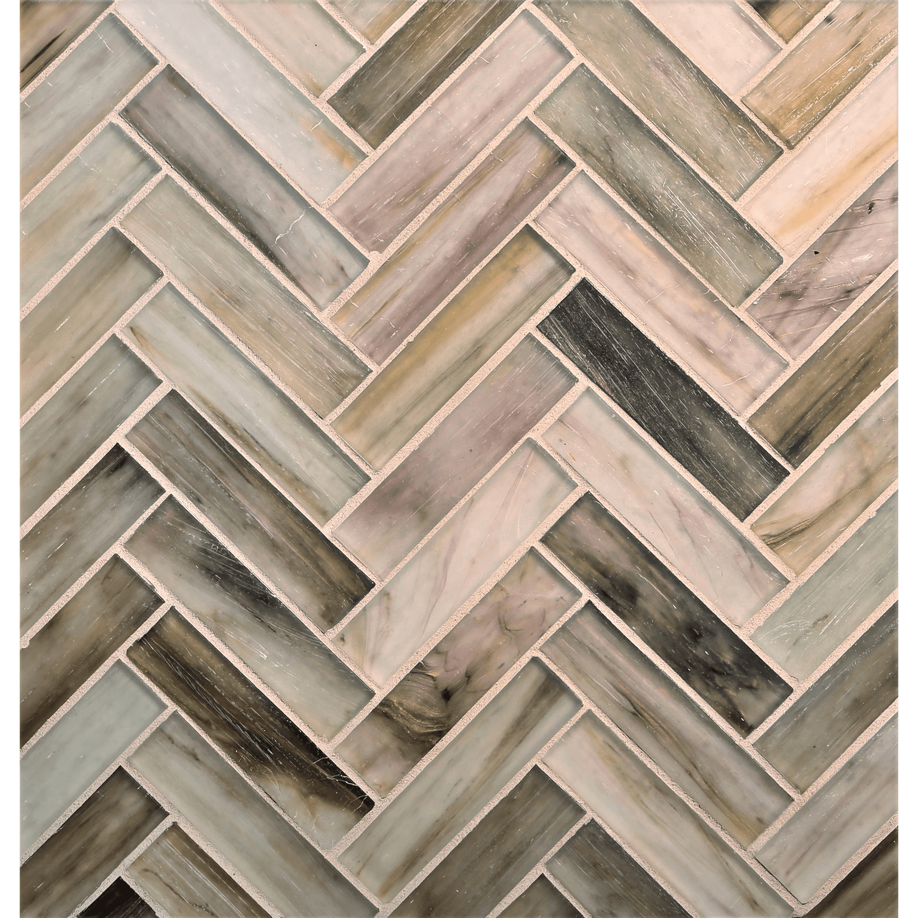 HAISEN: Light Walnut 1"x4" Herringbone Field Mosaic (8.83"x11.24" | silk)