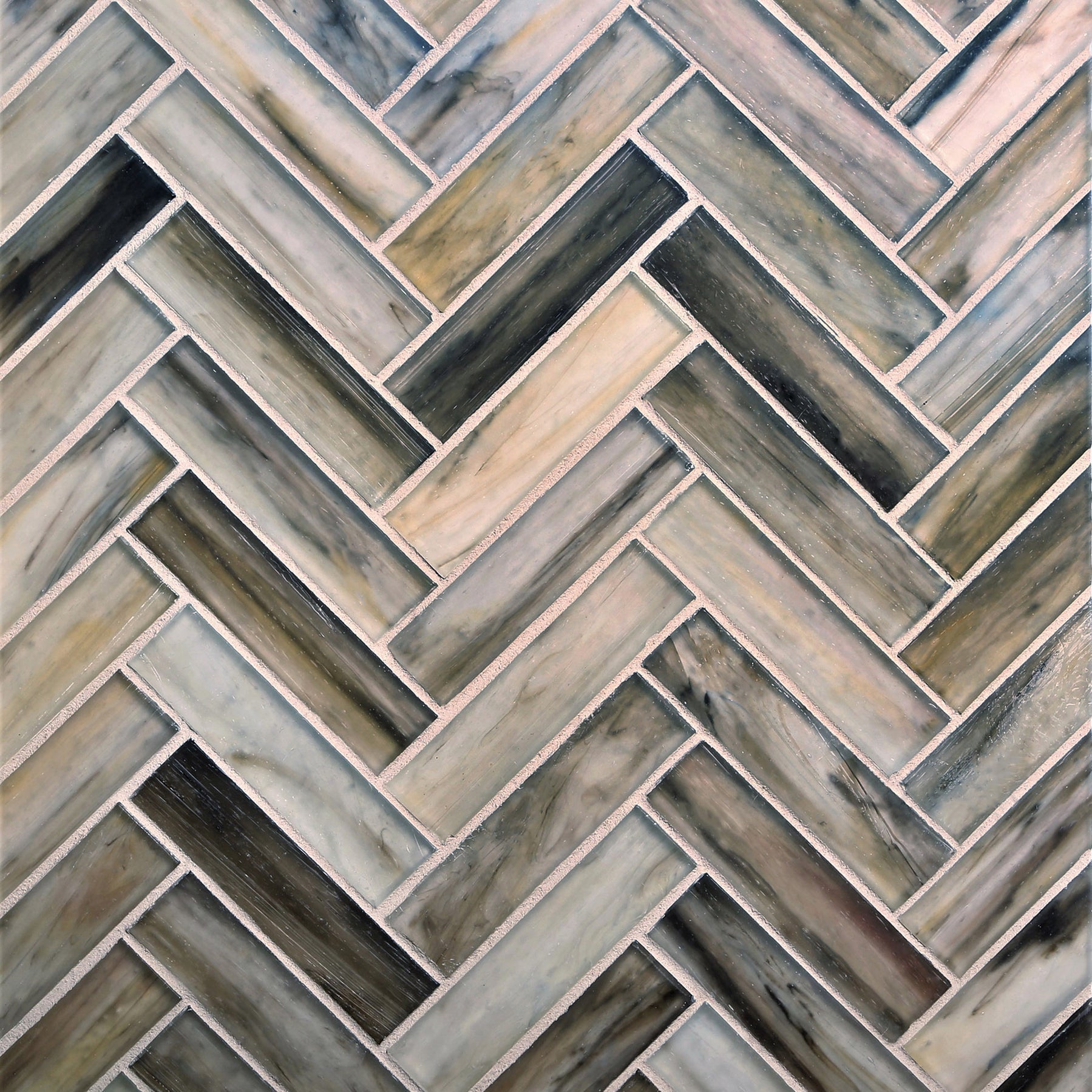 HAISEN: Sorrel 1"x4" Herringbone Field Mosaic (8.83"x11.24" | silk)