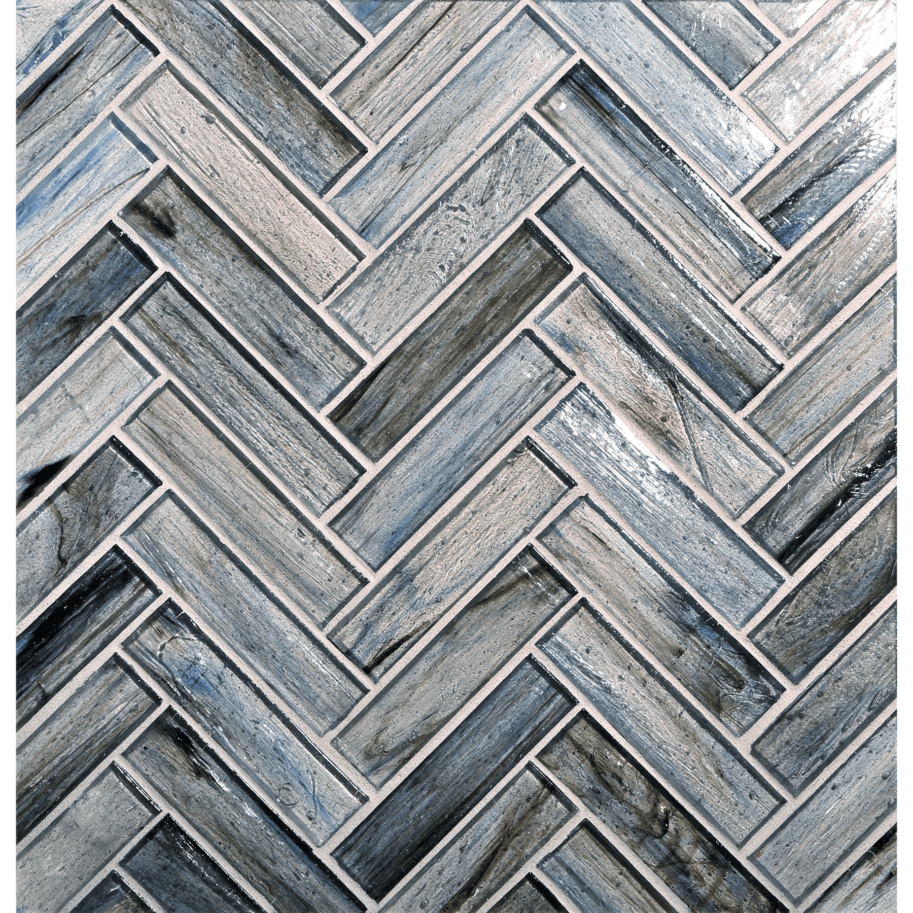 HAISEN: Steel 1"x4" Herringbone Field Mosaic (8.83"x11.24" | natural)