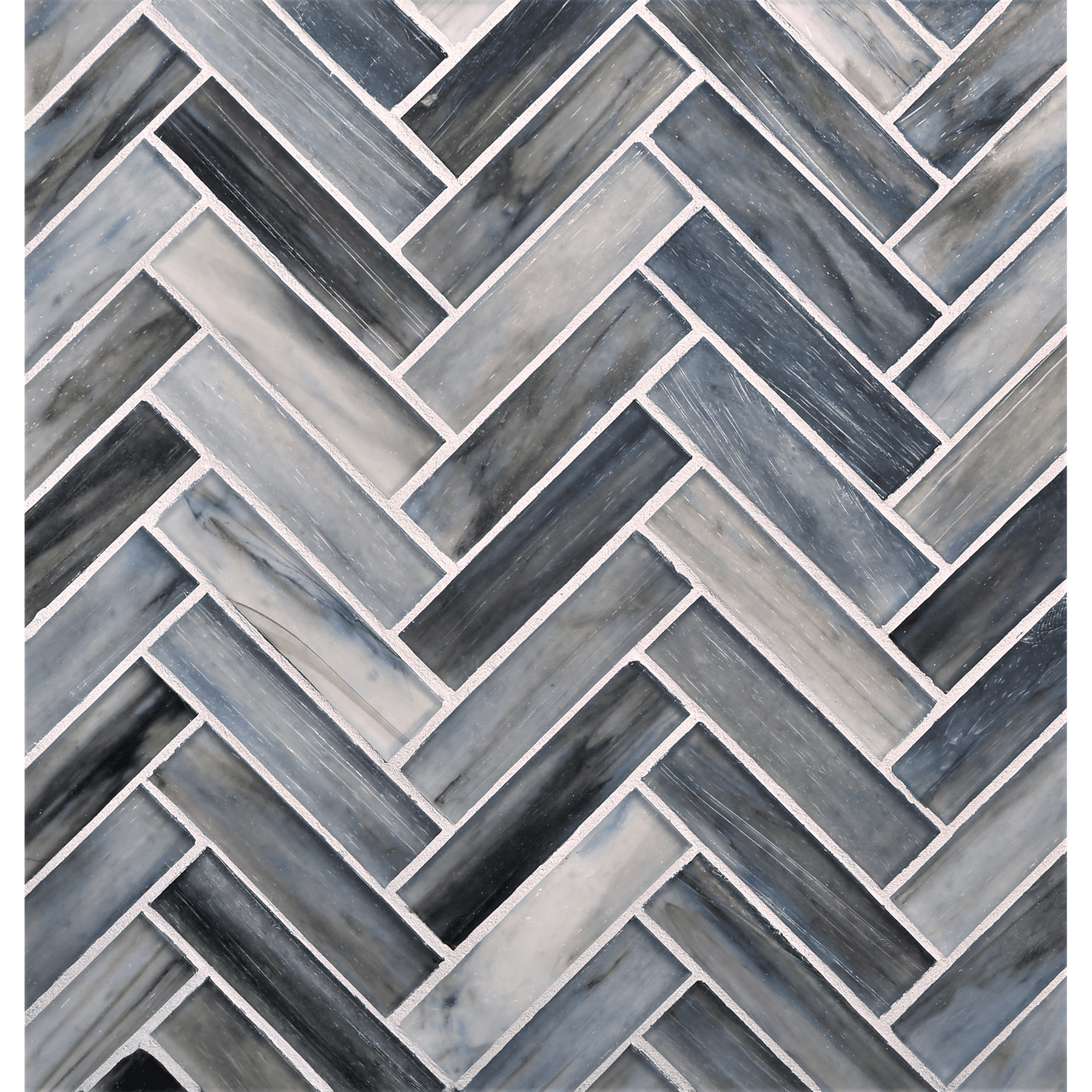 HAISEN: Steel 1"x4" Herringbone Field Mosaic (8.83"x11.24" | silk)