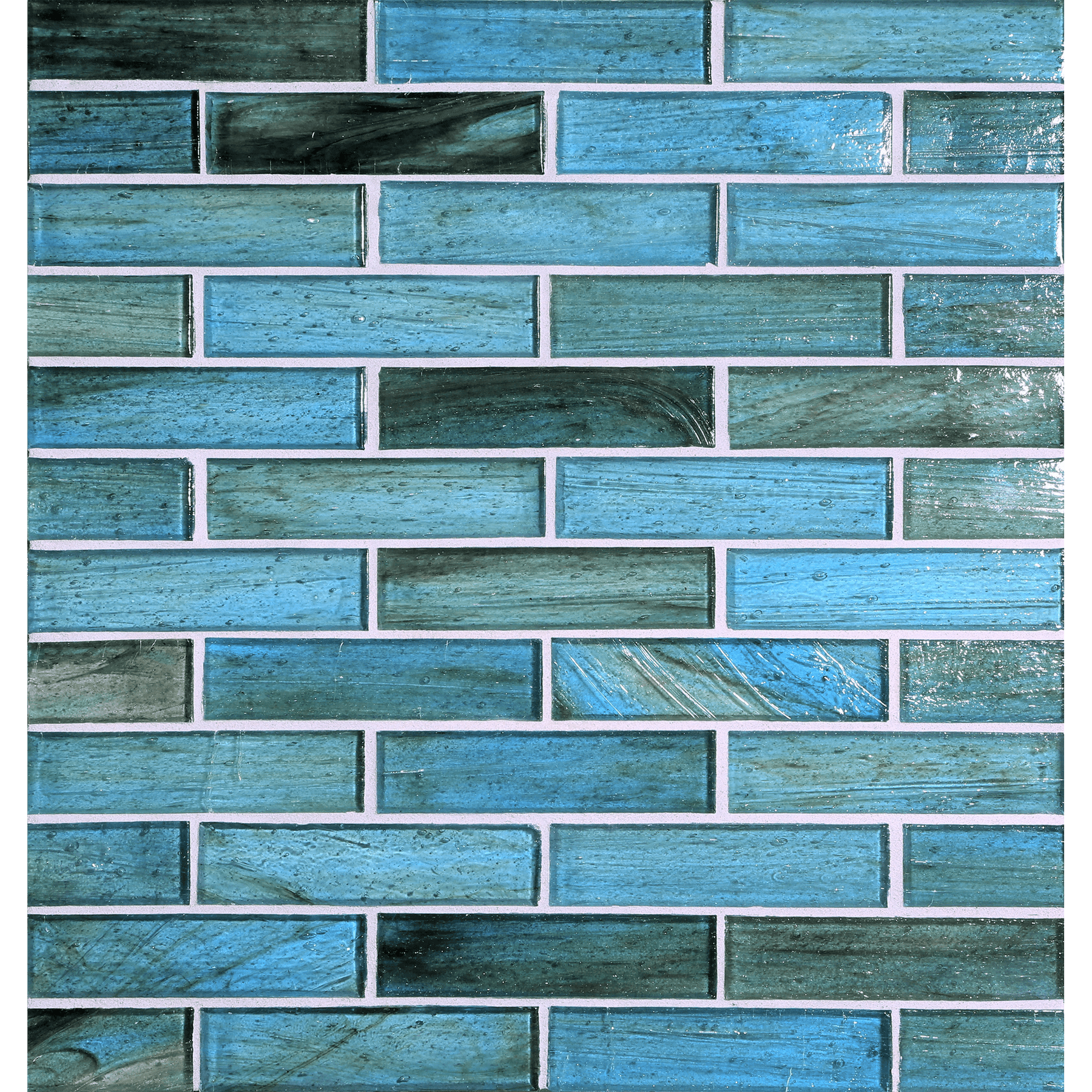 HAISEN: Teal 1"x4" Staggered Joint Field Mosaic (9.92"x12.41" | natural)