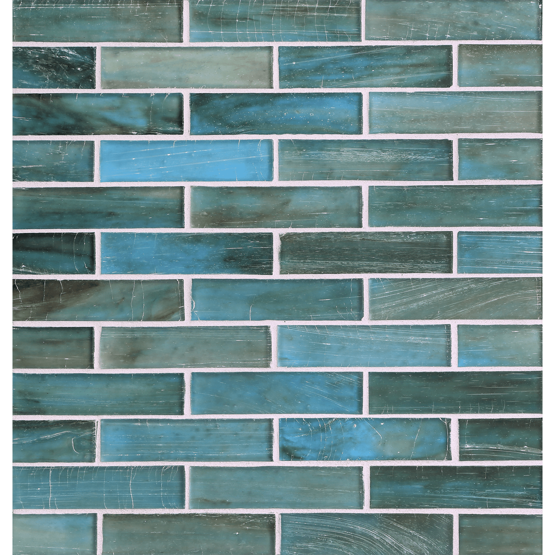 HAISEN: Teal 1"x4" Staggered Joint Field Mosaic (9.92"x12.41" | silk)