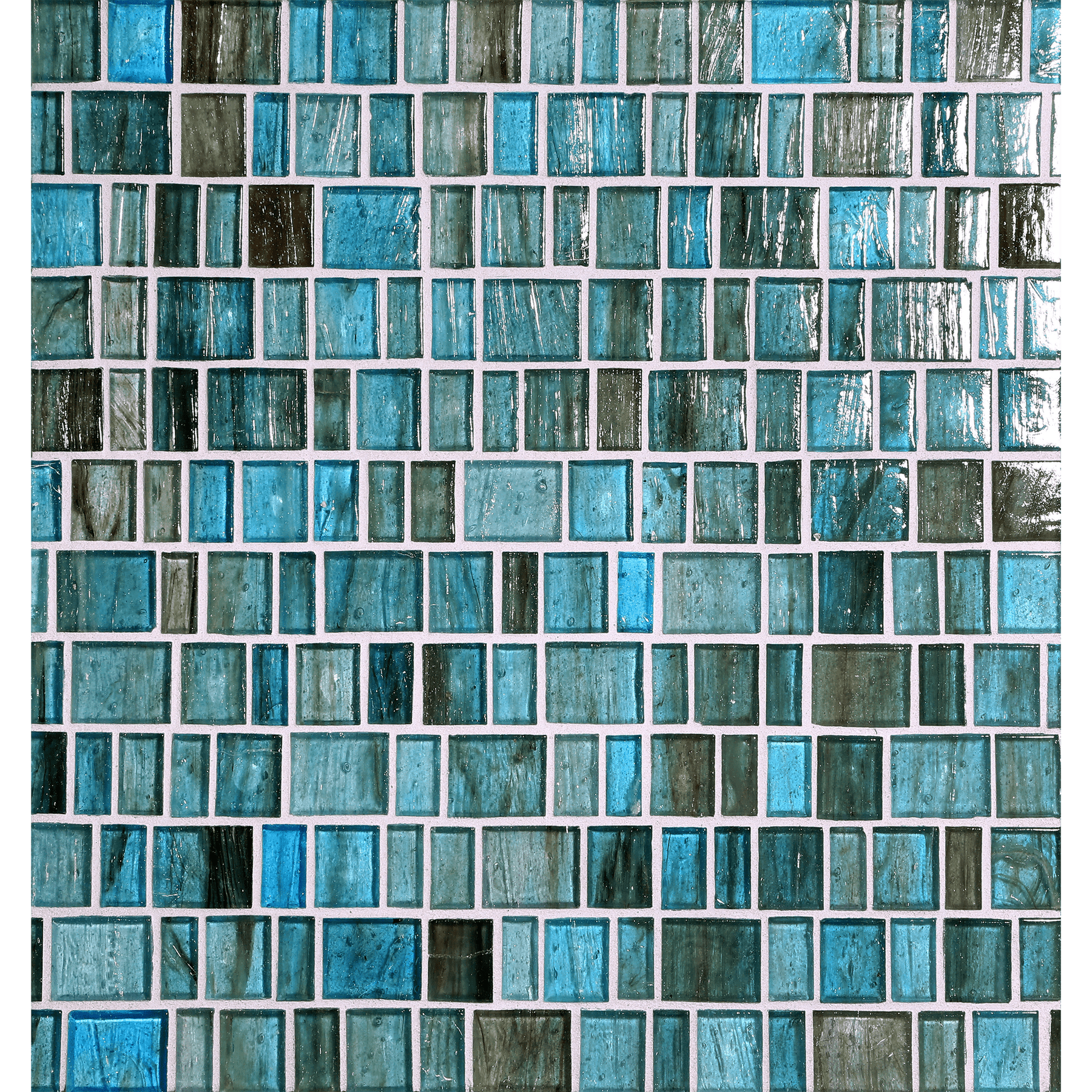 HAISEN: Teal Barcode Offset Field Mosaic (12.54"x12.14" | natural)