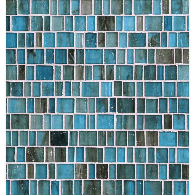 HAISEN: Teal Barcode Offset Field Mosaic (12.54"x12.14" | silk)