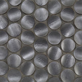 NAMIBIA: Dark Silver Crescent Penny Round Field Mosaic (11.18"x11.65" | matte)