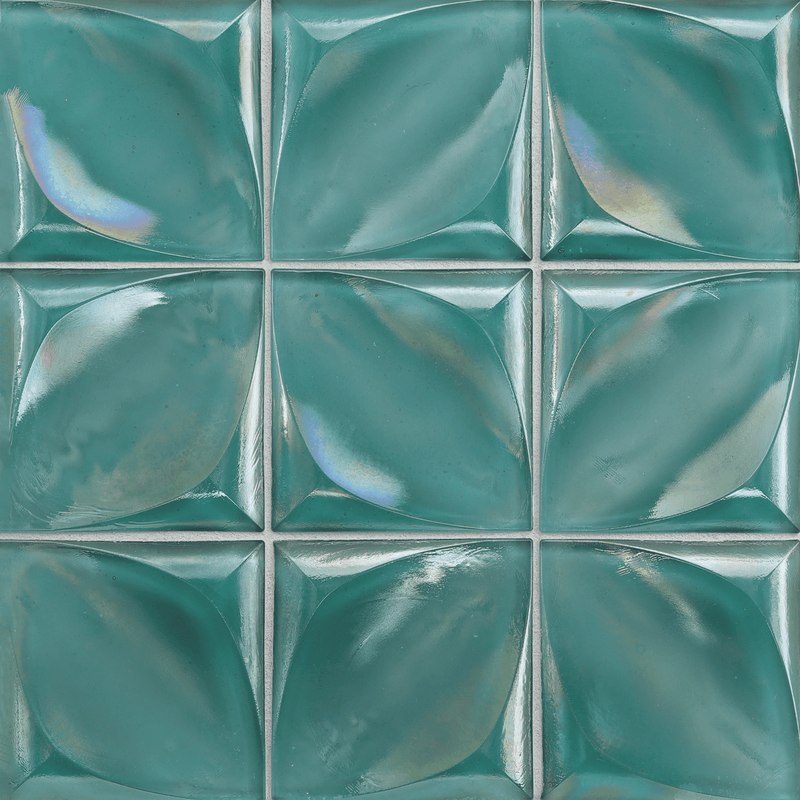 ORIGAMI FIELD: Java Blue Lacuna Square Field Tile (4"x4" | pearl)