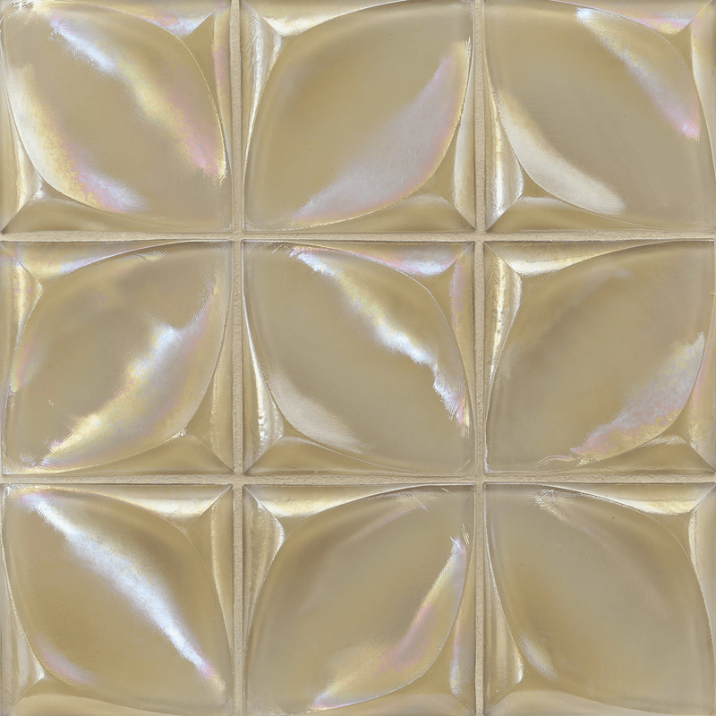 ORIGAMI FIELD: Latte Lacuna Square Field Tile (4"x4" | pearl)