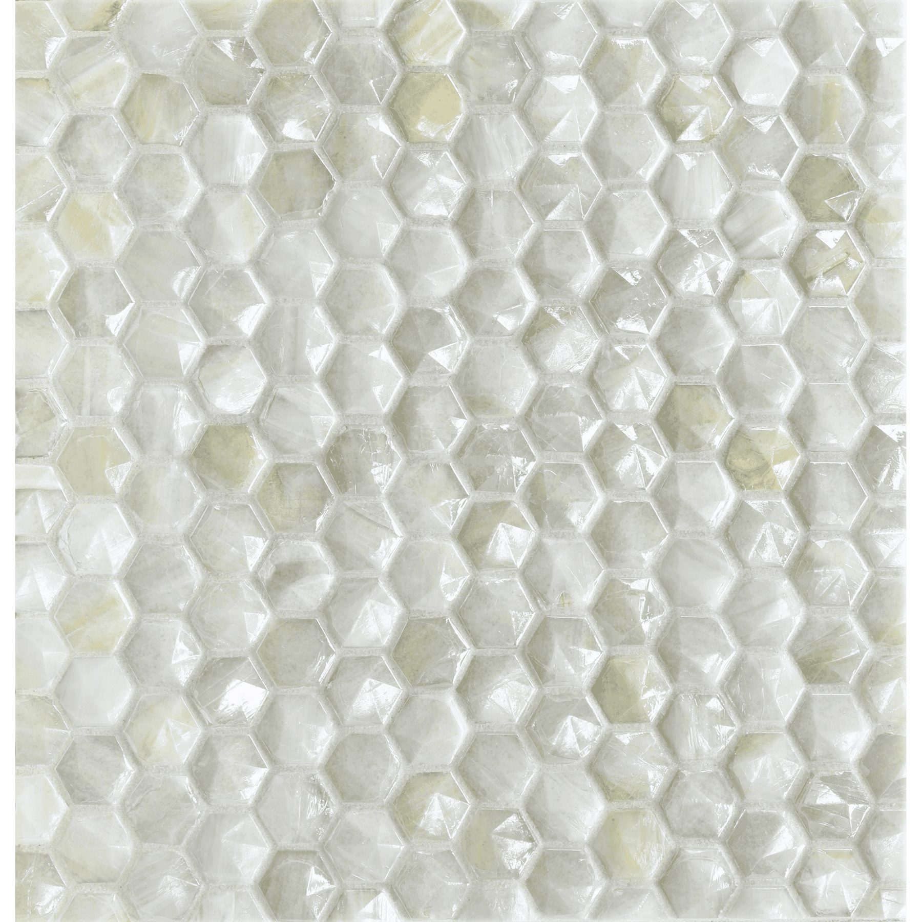 ORIGAMI MOSAIC: Asolo Sway Hexagonal Field Mosaic (12.38"x12.51" | pearl)