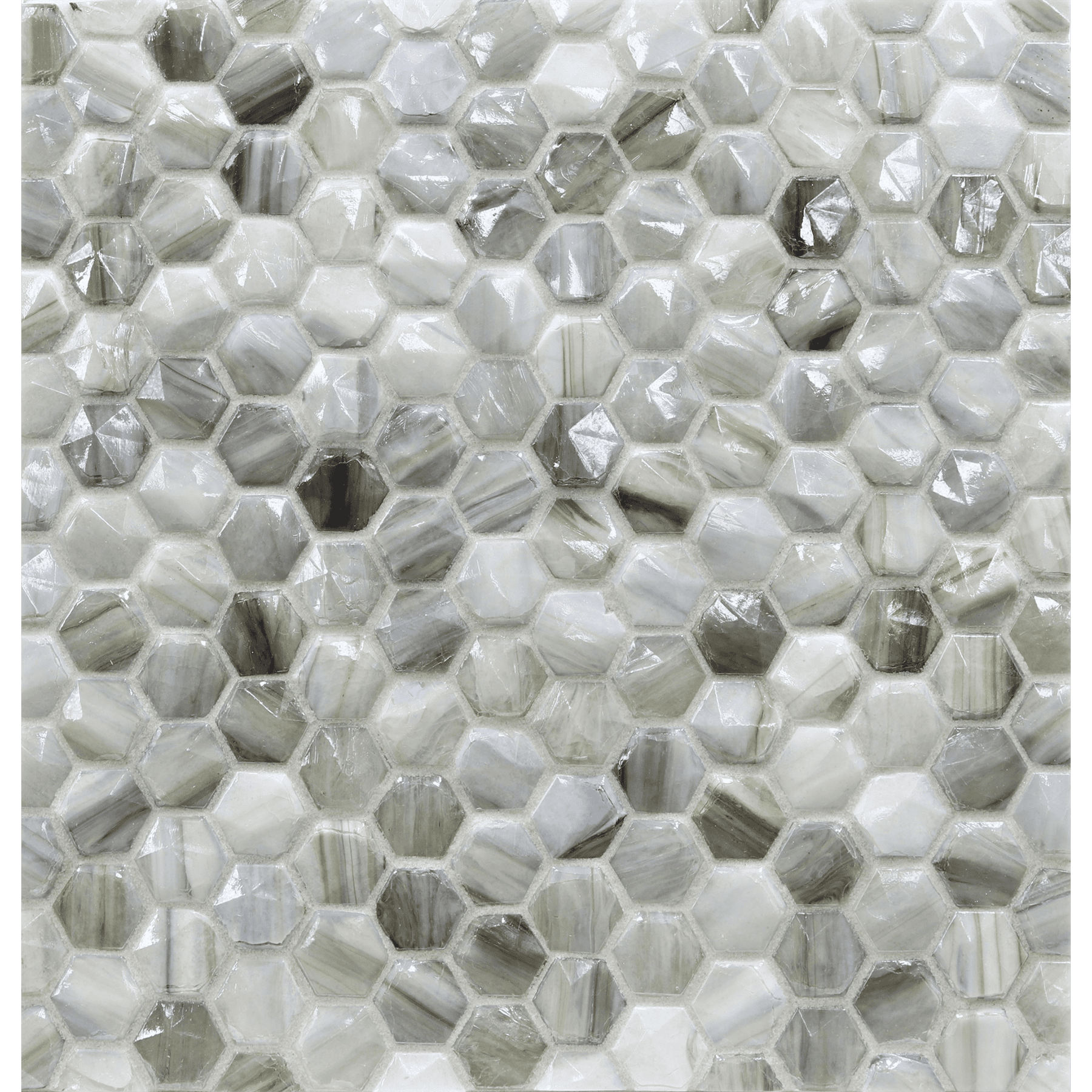 ORIGAMI MOSAIC: Bari Sway Hexagonal Field Mosaic (12.38"x12.51" | pearl)