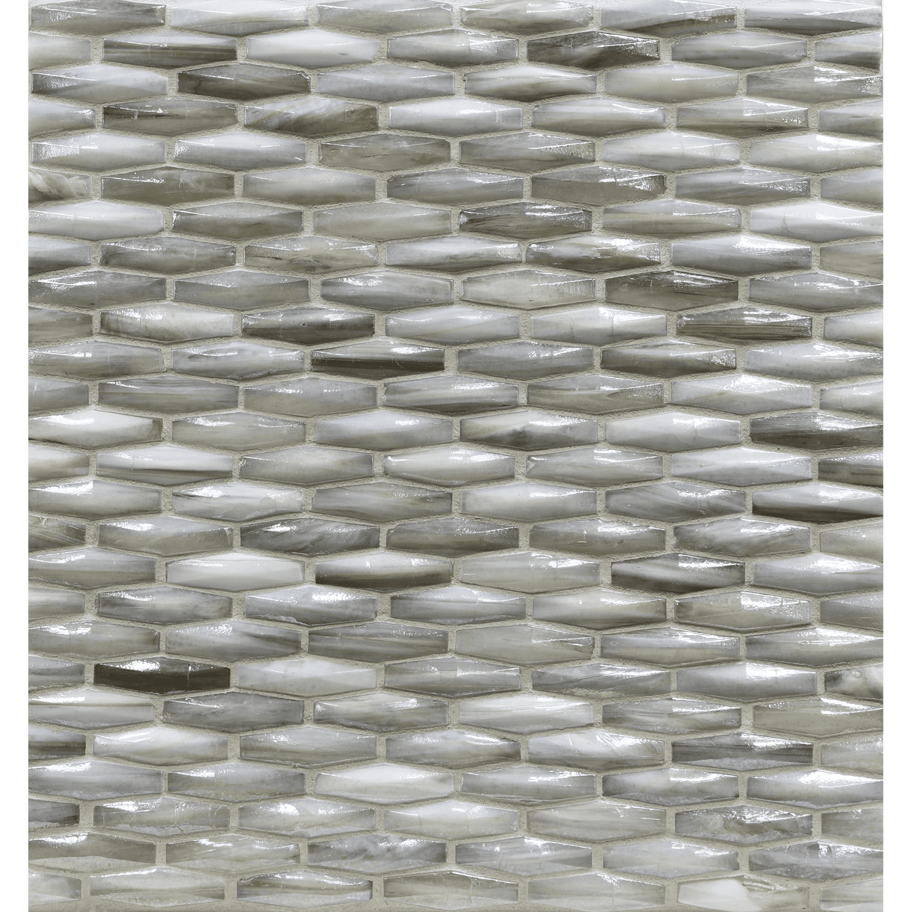 ORIGAMI MOSAIC: Bari Vesper Elongated Hexagon Field Mosaic (12.60"x11.99" | pearl)