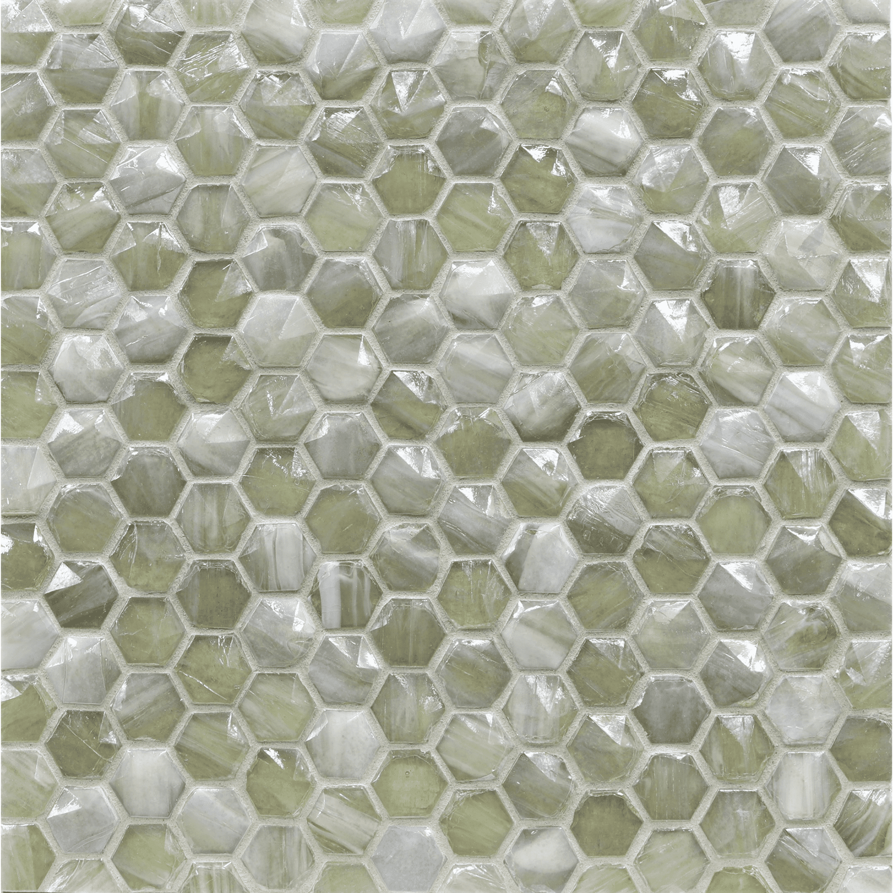 ORIGAMI MOSAIC: Bossa Sway Hexagonal Field Mosaic (12.38"x12.51" | pearl)