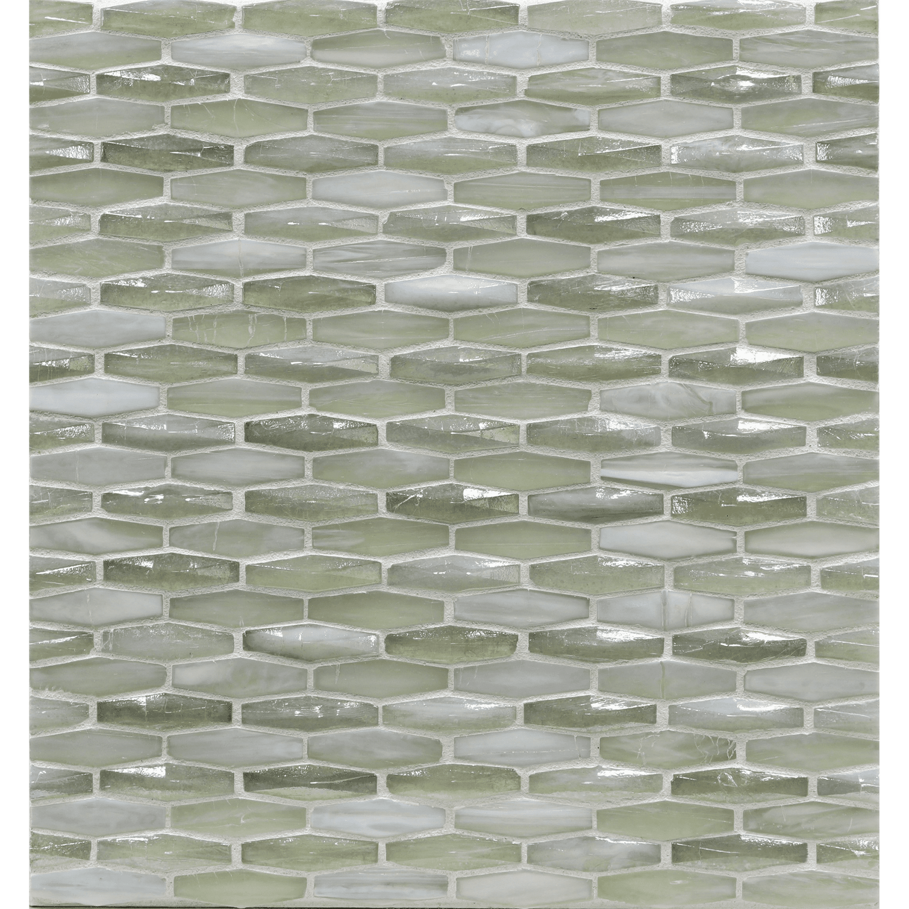 ORIGAMI MOSAIC: Bossa Vesper Twist Elongated Hexagon Field Mosaic (12.60"x11.99" | ribbed)