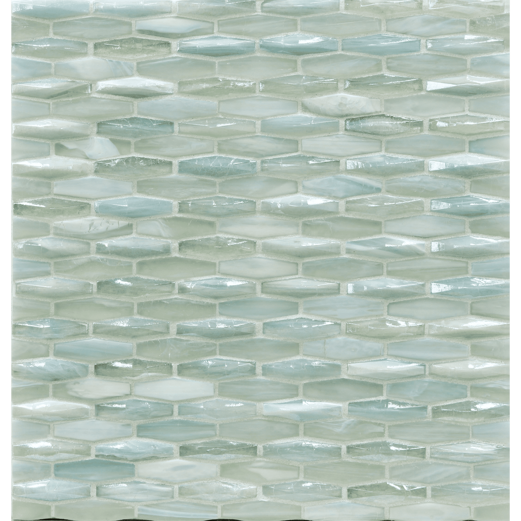 ORIGAMI MOSAIC: Cetara Vesper Twist Elongated Hexagon Field Mosaic (12.60"x11.99" | ribbed)