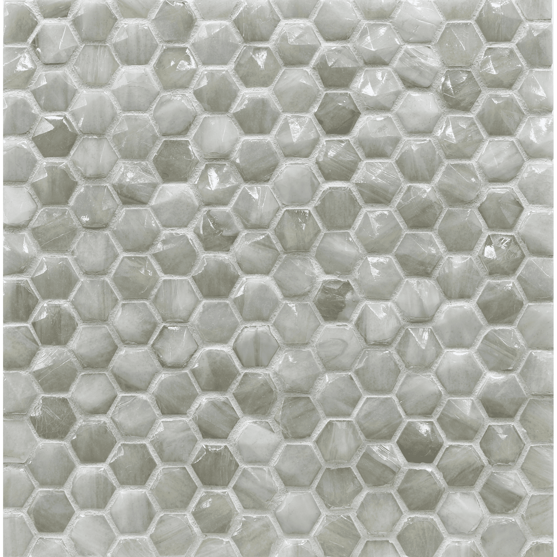 ORIGAMI MOSAIC: Ivory Sway Hexagonal Field Mosaic (12.38"x12.51" | pearl)