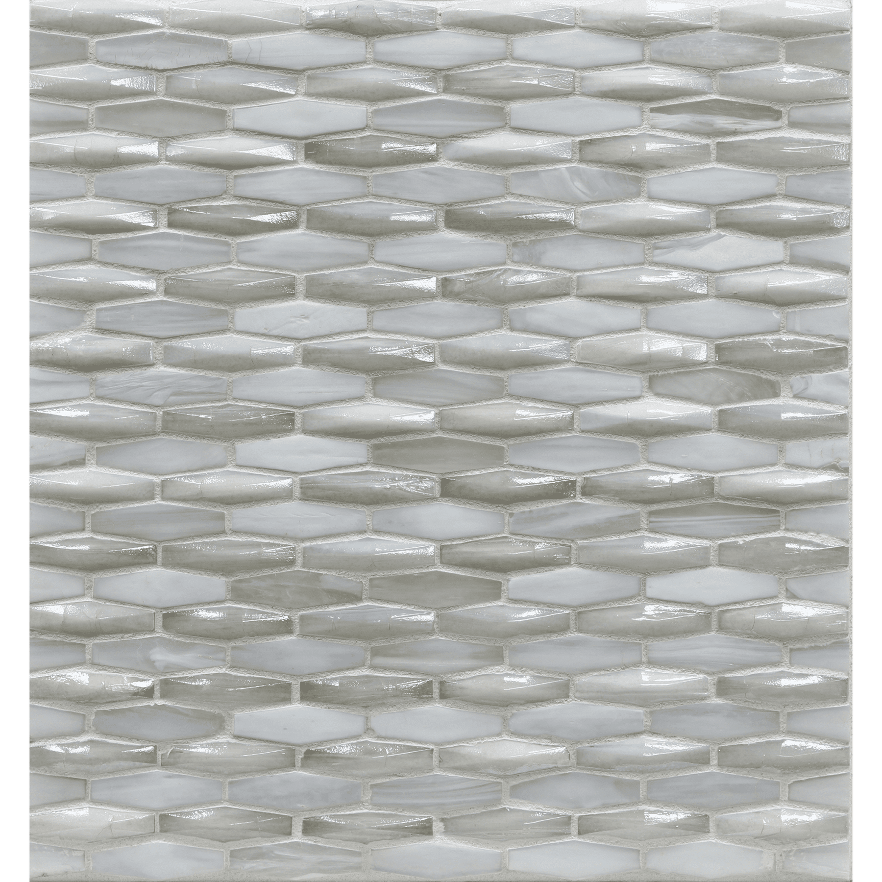 ORIGAMI MOSAIC: Ivory Vesper Twist Elongated Hexagon Field Mosaic (12.60"x11.99" | ribbed)