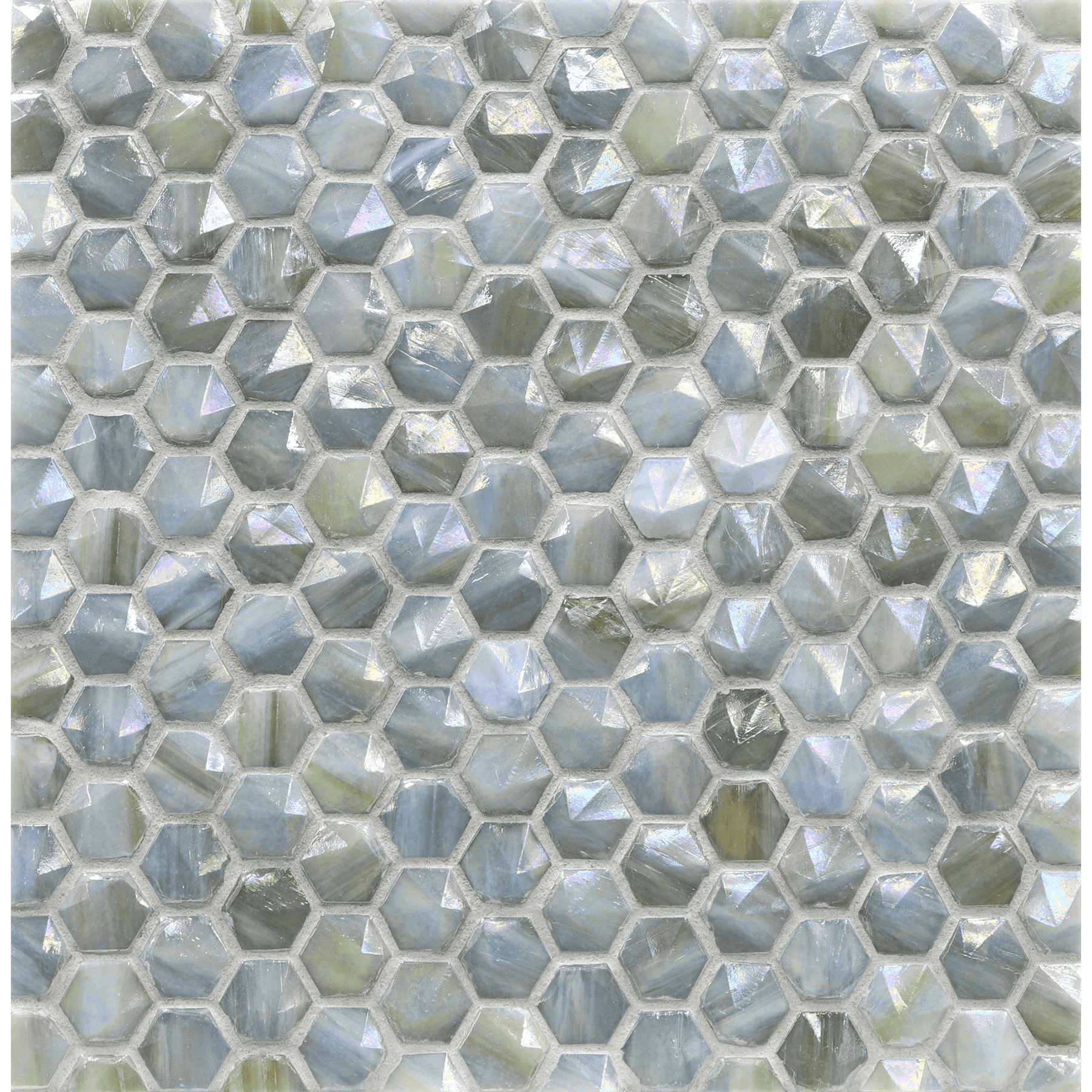 ORIGAMI MOSAIC: Lucca Sway Hexagonal Field Mosaic (12.38"x12.51" | pearl)