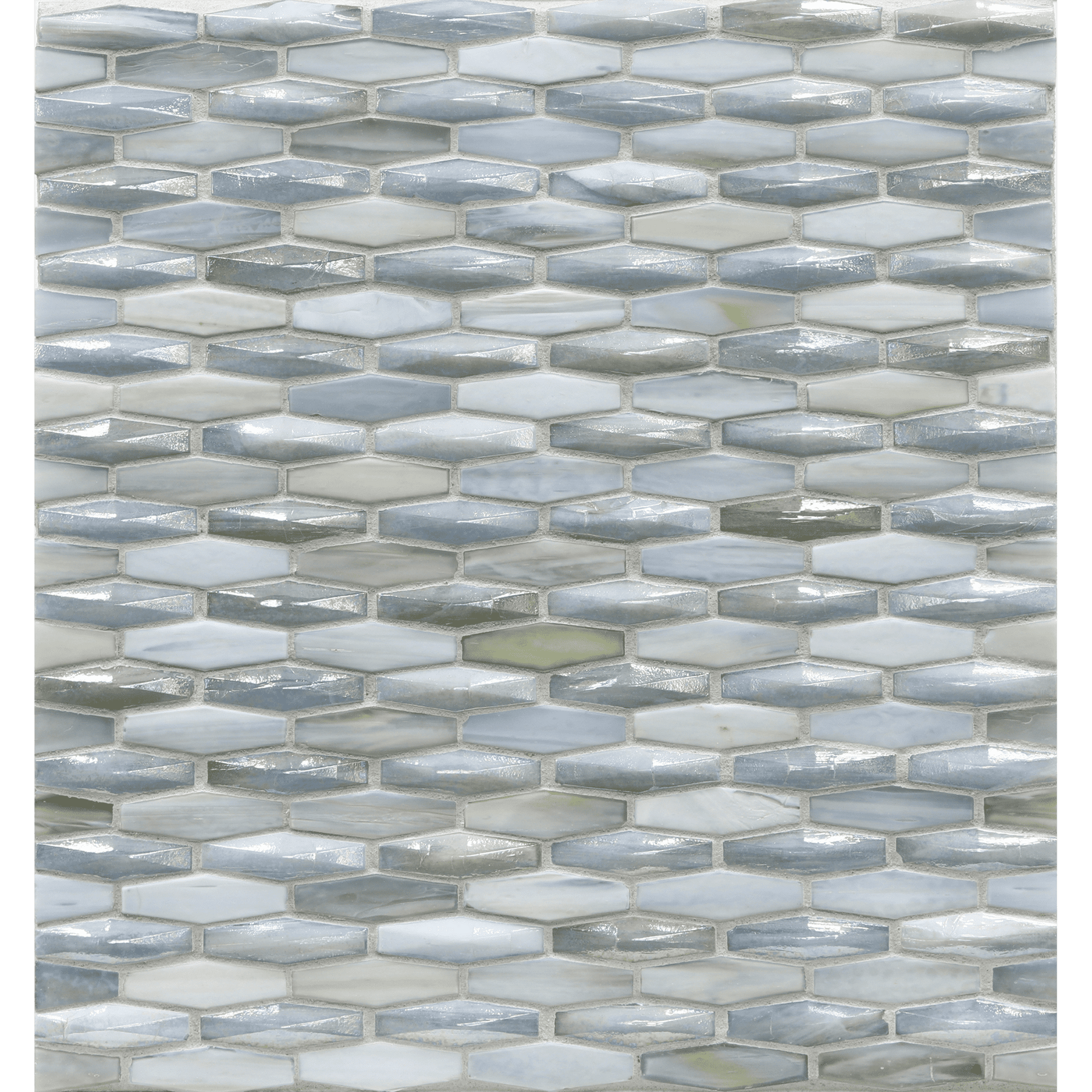 ORIGAMI MOSAIC: Lucca Vesper Twist Elongated Hexagon Field Mosaic (12.60"x11.99" | ribbed)