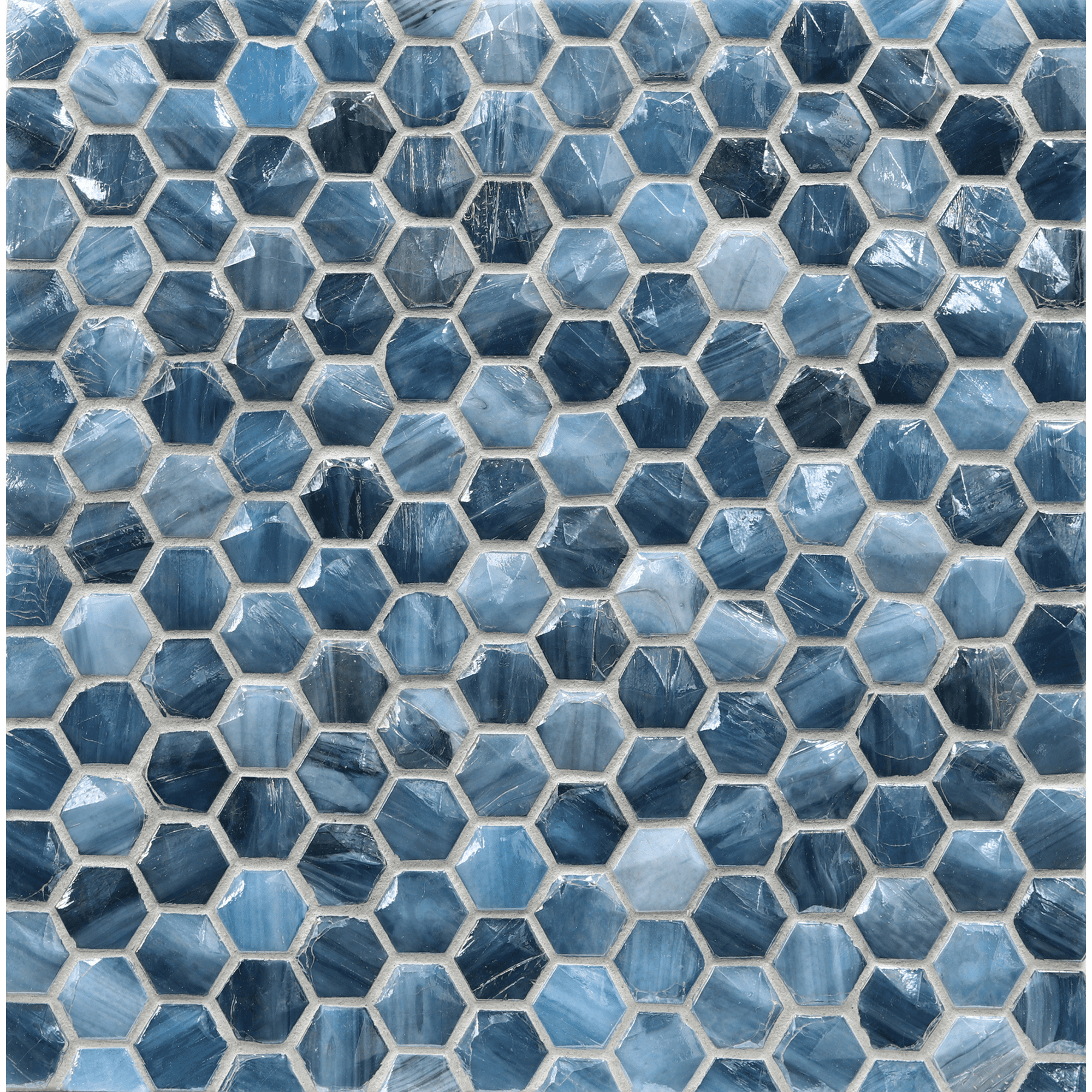 ORIGAMI MOSAIC: Umbria Sway Hexagonal Field Mosaic (12.38"x12.51" | pearl)