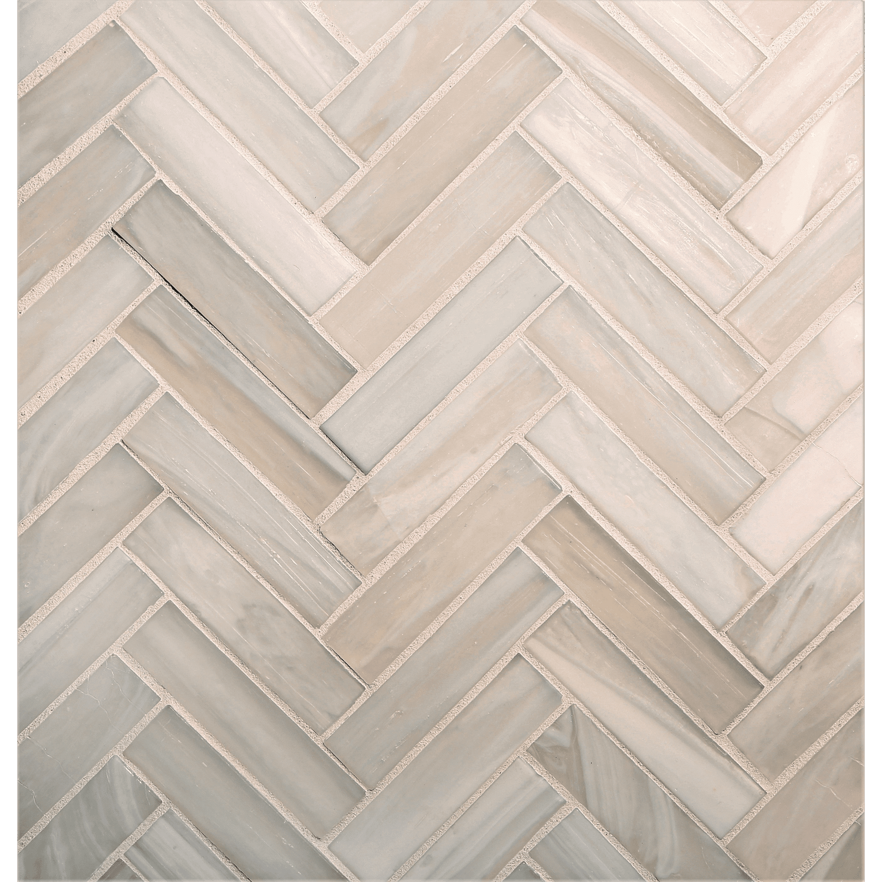 SHIBUI: Bleached White 1"x4" Herringbone Field Mosaic (9.92"x12.41" | silk)