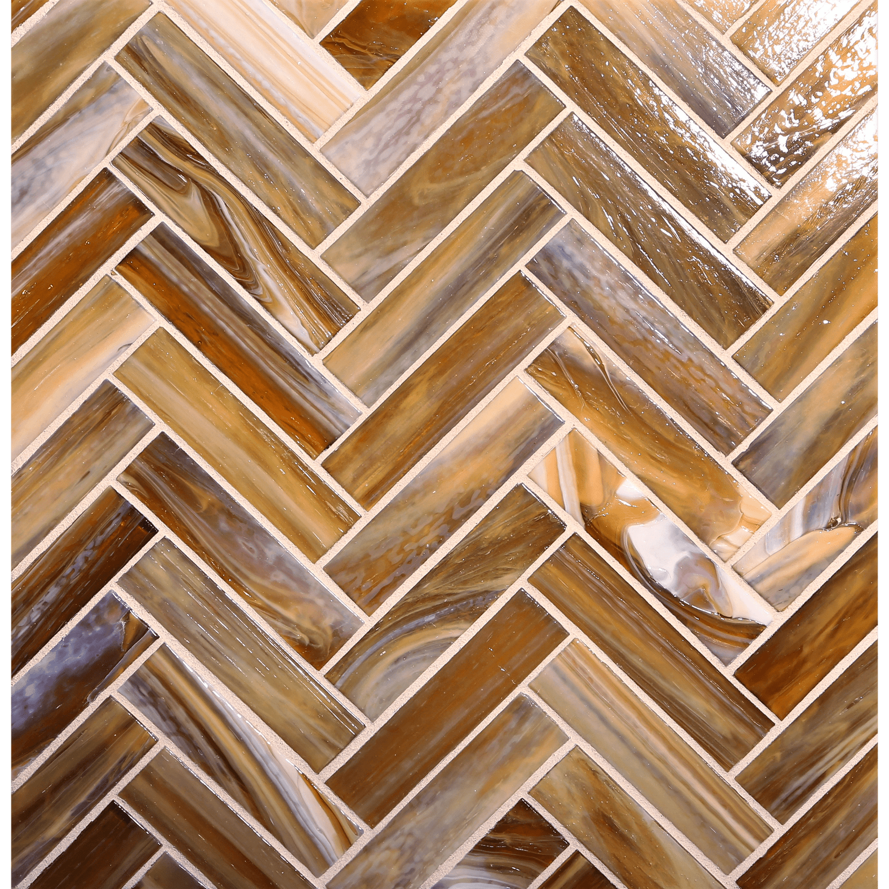 SHIBUI: Leather 1"x4" Herringbone Field Mosaic (9.92"x12.41" | natural)