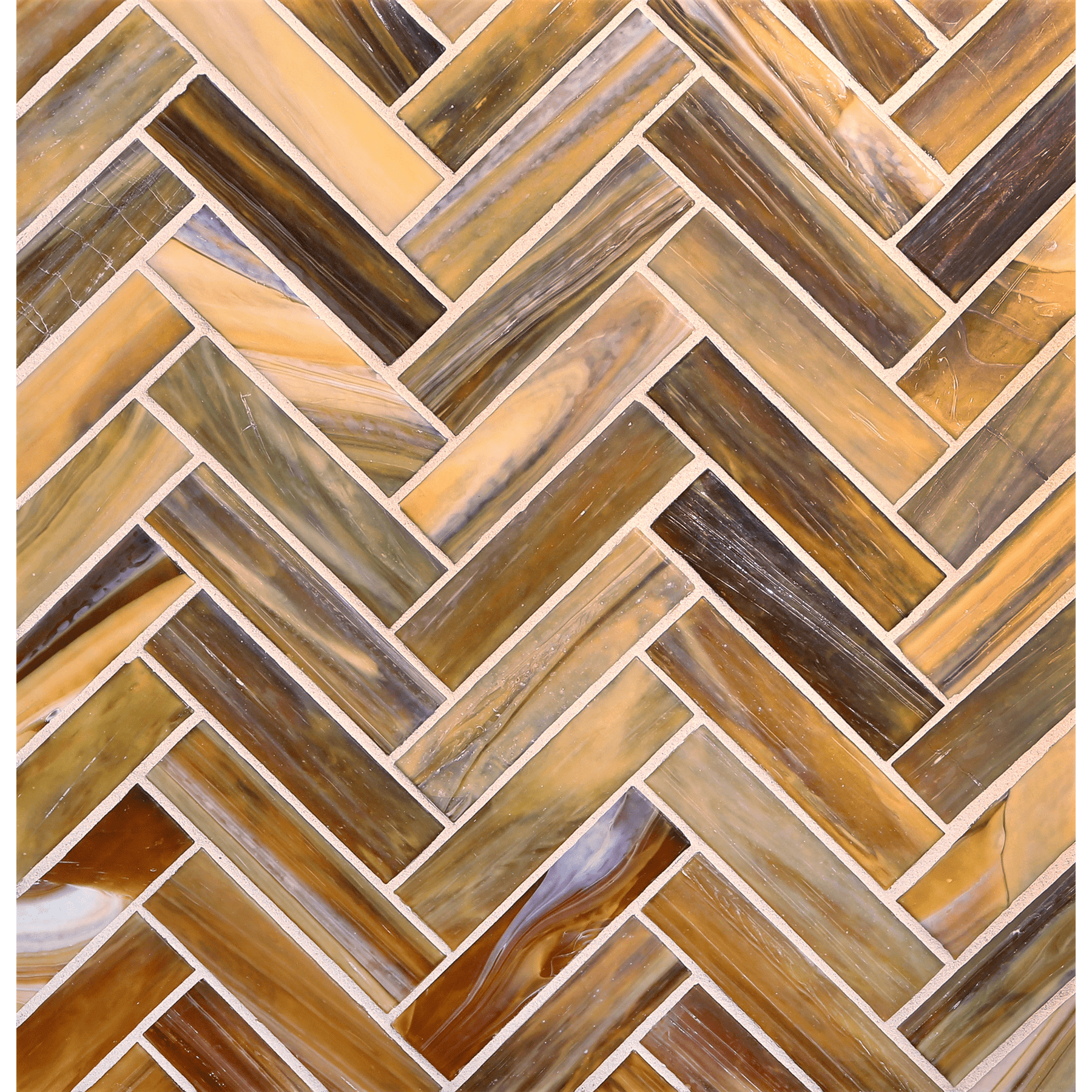 SHIBUI: Leather 1"x4" Herringbone Field Mosaic (9.92"x12.41" | silk)