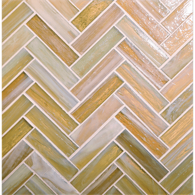 SHIBUI: Naples Yellow 1"x4" Herringbone Field Mosaic (9.92"x12.41" | natural)