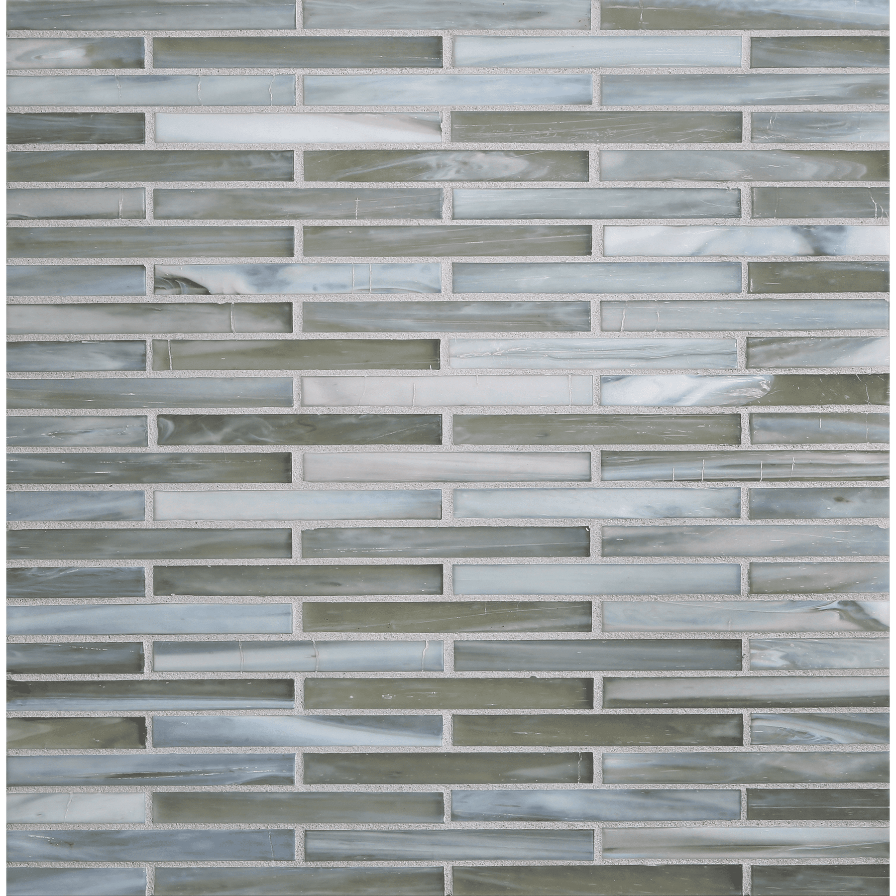 SHIBUI: Pewter 0.5"x4" Staggered Joint Field Mosaic (9.92"x12.14" | silk)