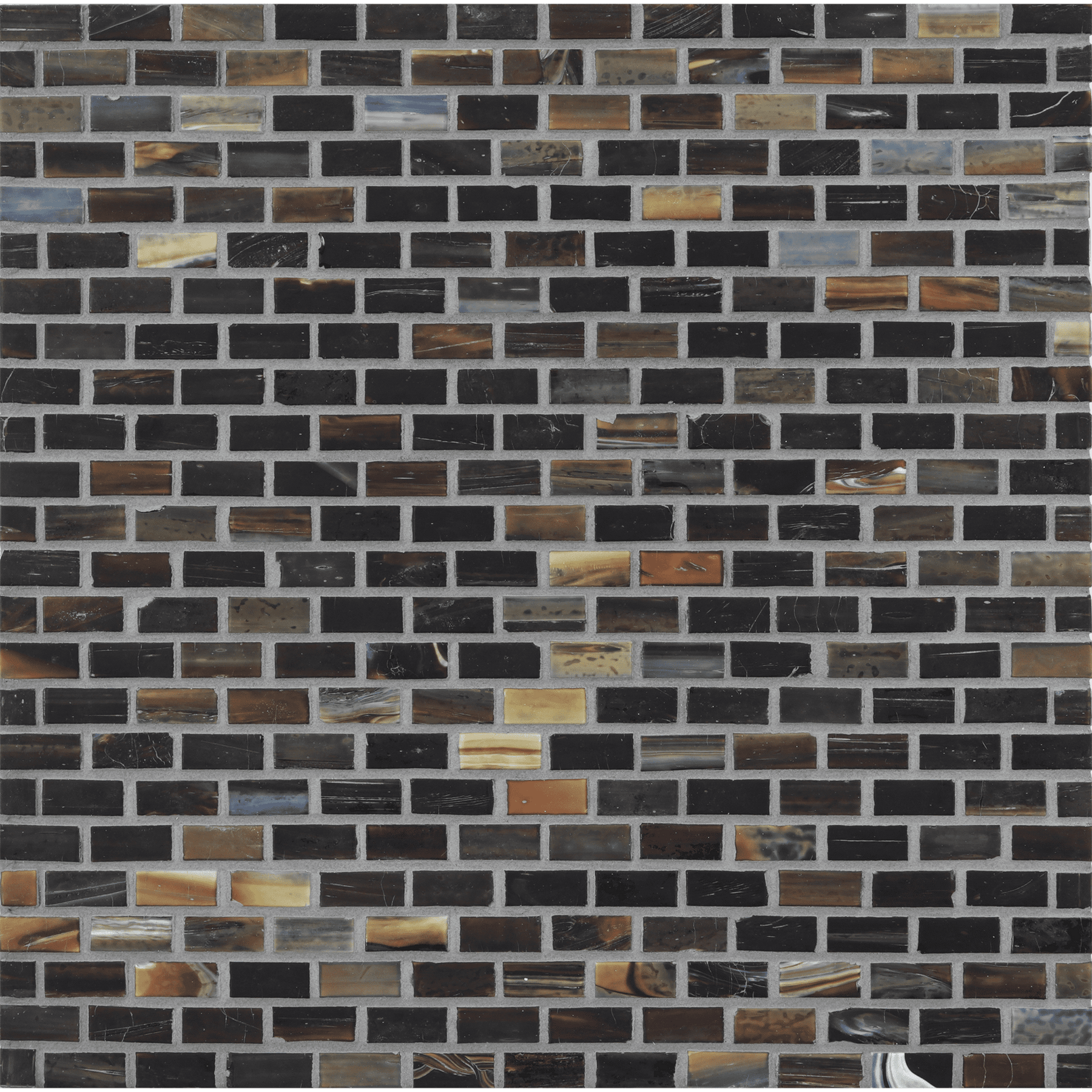 SHIBUI: Raw Umber 0.5"x1" Staggered Joint Field Mosaic (12.51"x12.51" | silk)
