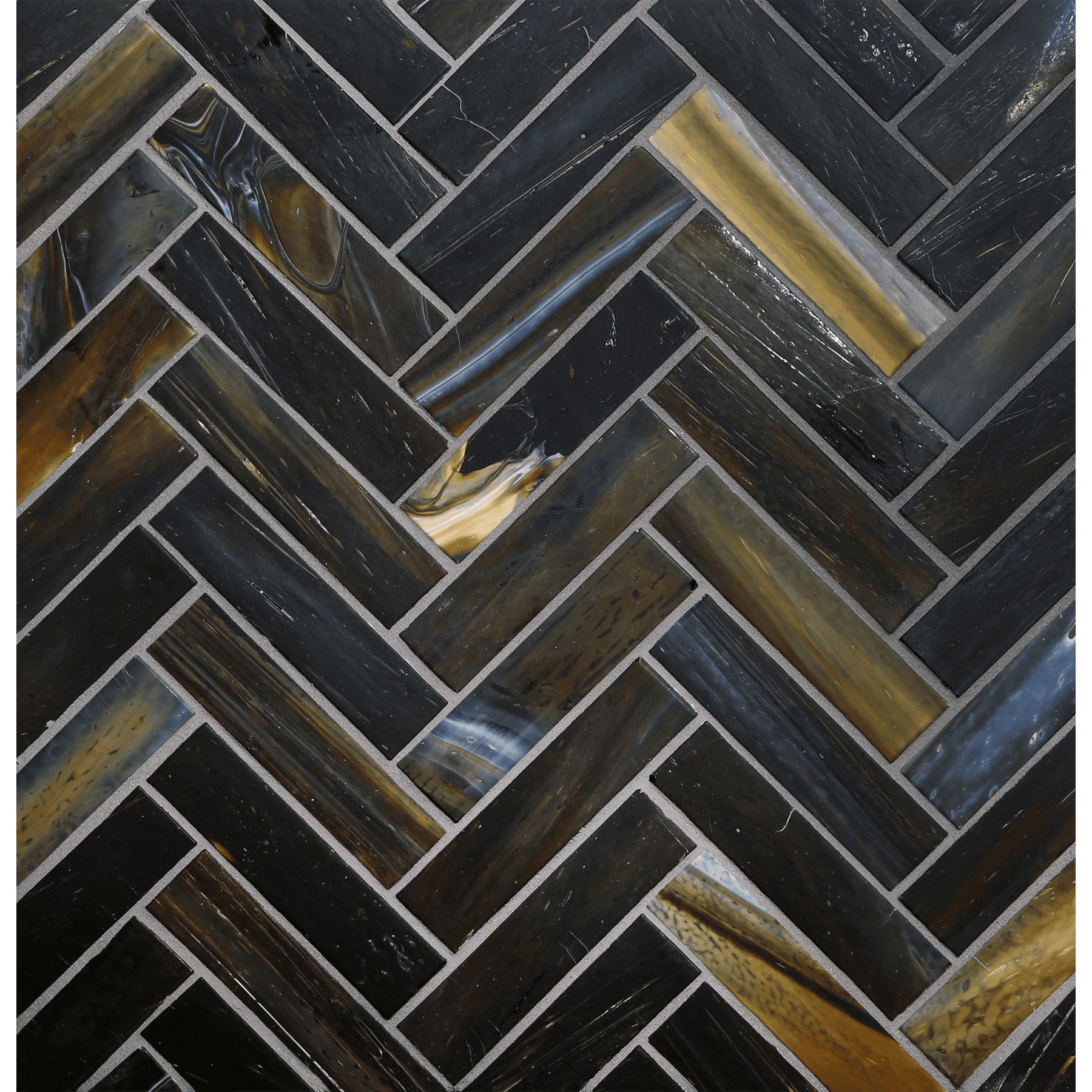 SHIBUI: Raw Umber 1"x4" Herringbone Field Mosaic (9.92"x12.41" | silk)