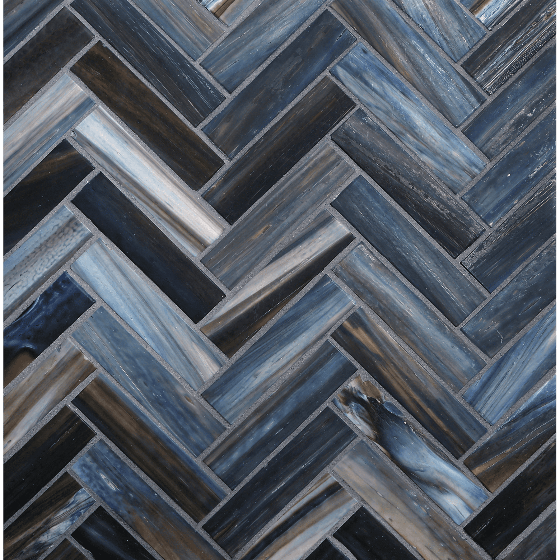 SHIBUI: Roman Earth 1"x4" Herringbone Field Mosaic (9.92"x12.41" | silk)