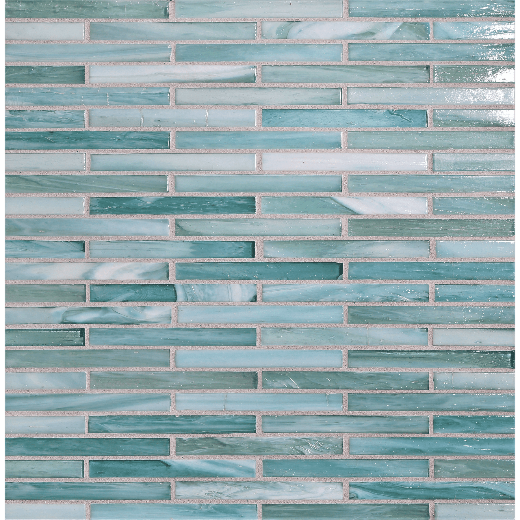 SHIBUI: Soft Teal 0.5"x4" Staggered Joint Field Mosaic (9.92"x12.14" | natural)