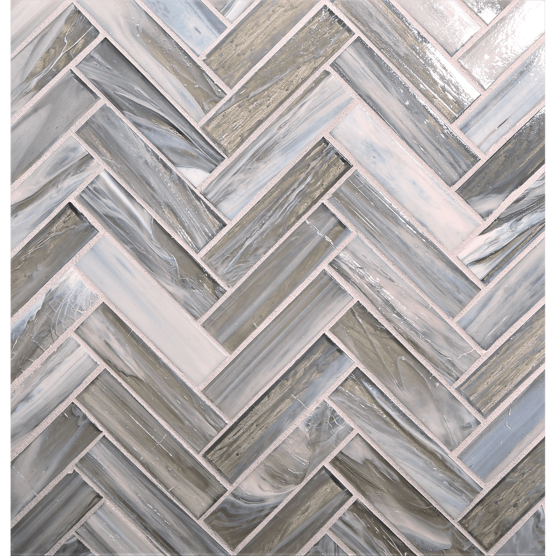 SHIBUI: Tungsten 1"x4" Herringbone Field Mosaic (9.92"x12.41" | natural)