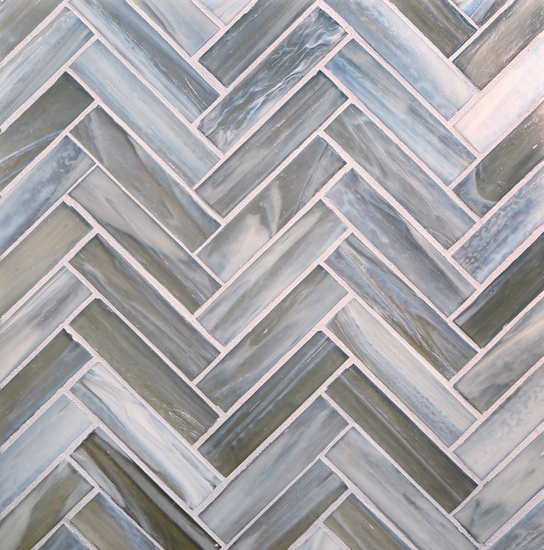 SHIBUI: Tungsten 1"x4" Herringbone Field Mosaic (9.92"x12.41" | silk)