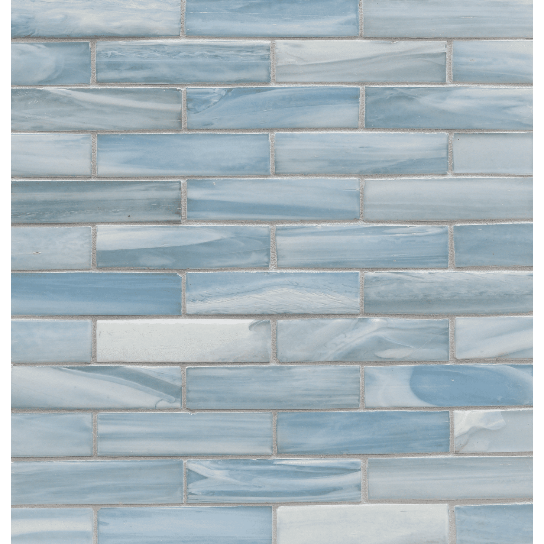 SHIBUI: Zinc 1"x4" Staggered Joint Field Mosaic (9.92"x12.41" | silk)