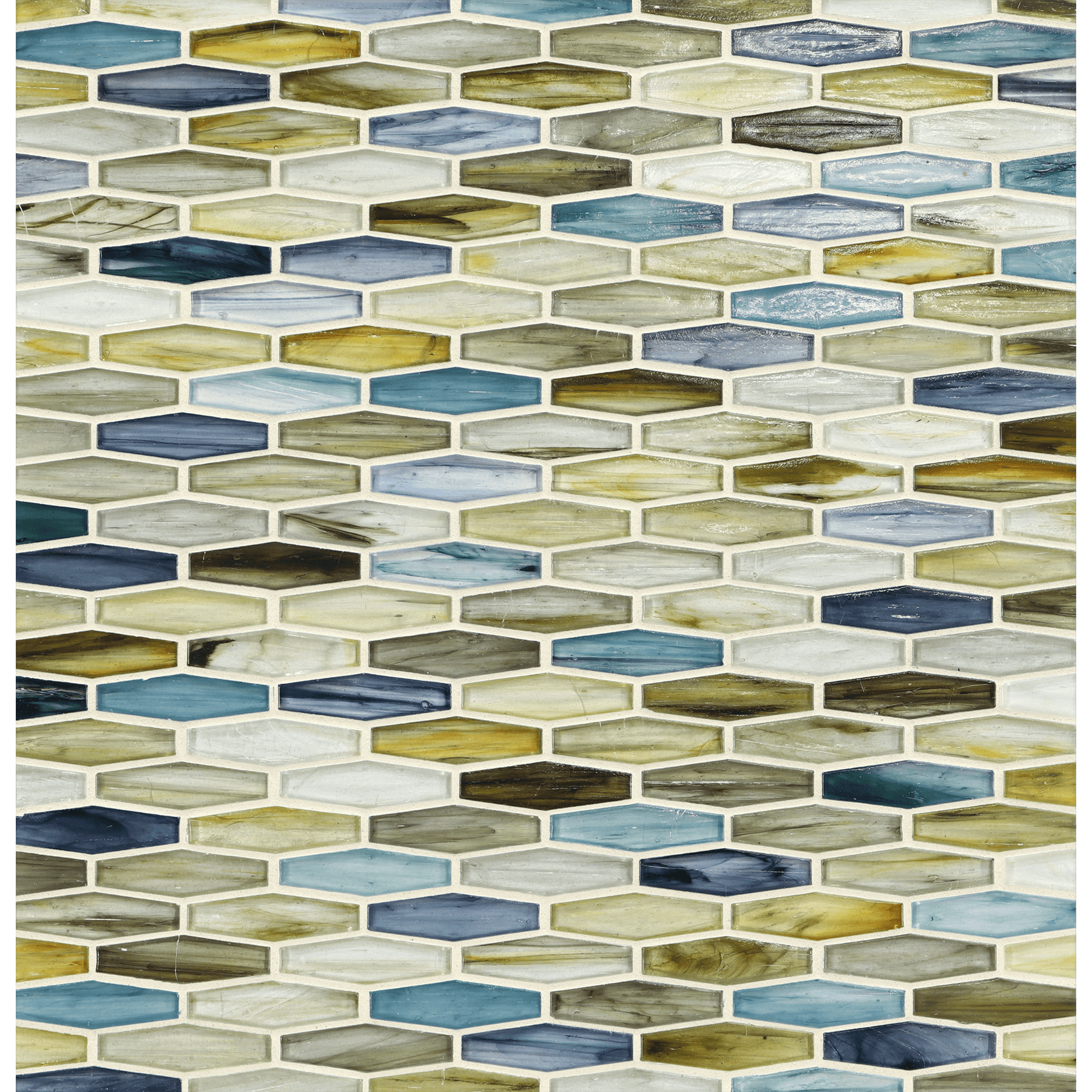 TOZEN: Ahou Martini Elongated Hexagon Field Mosaic (11.96"x12.58" | natural)